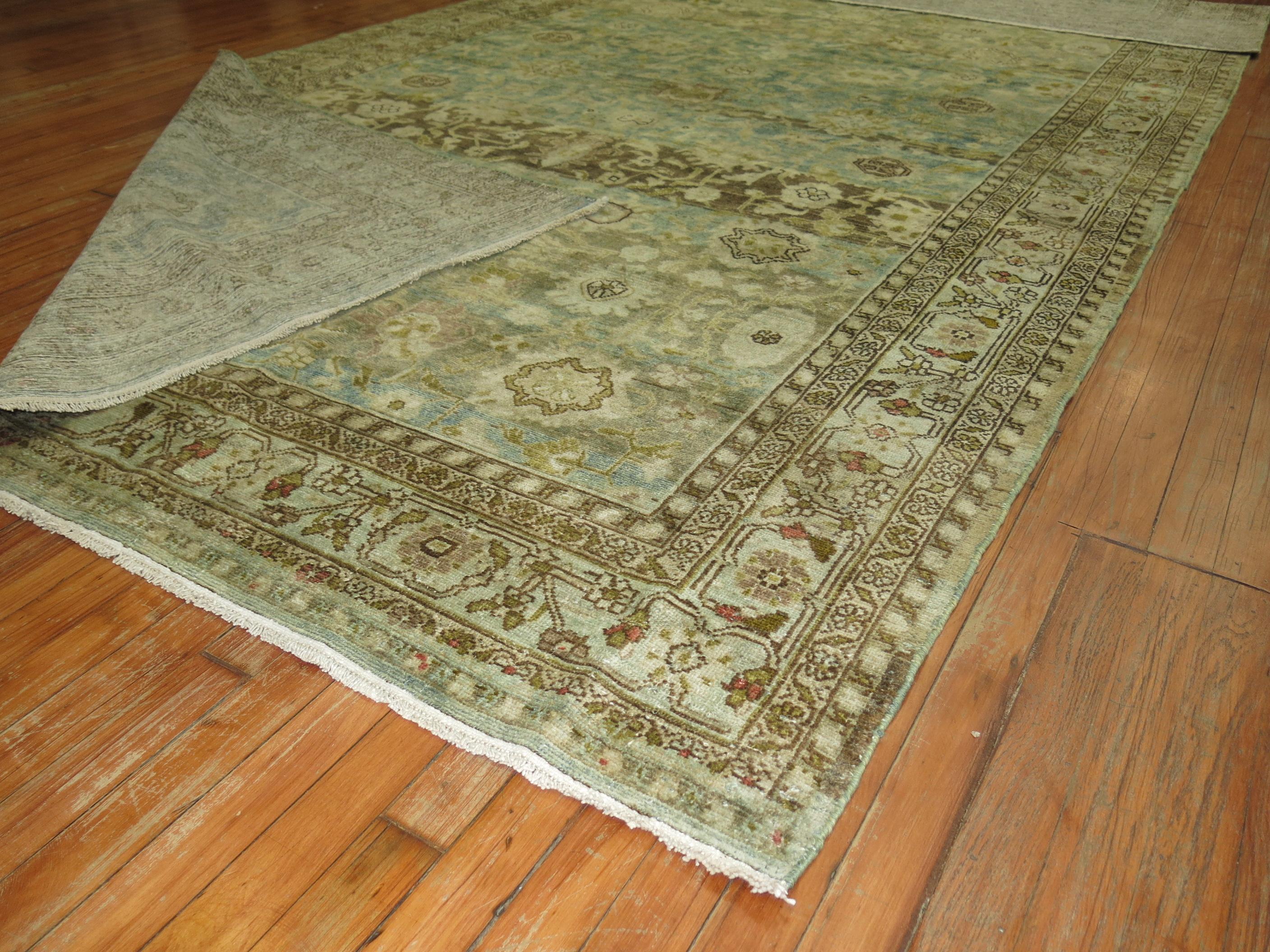 Gallery size earth tone Persian Malayer rug.