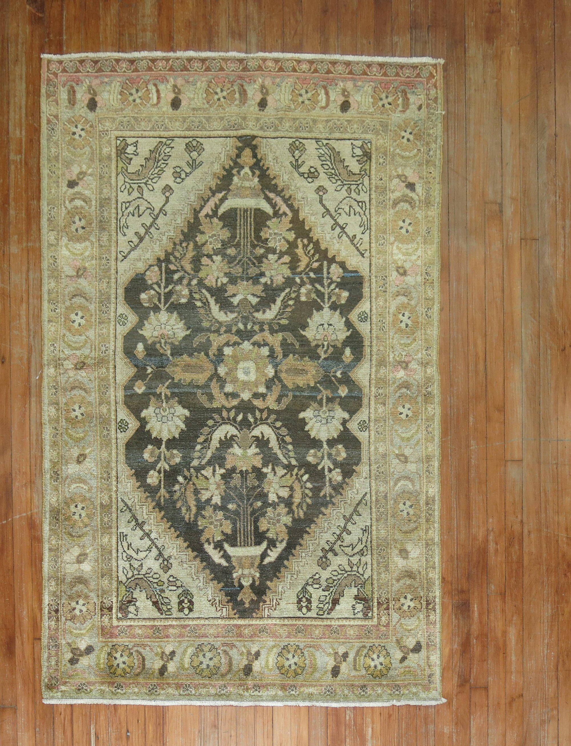 Antique High Decorative Persian Malayer rug from the early 20th century in predominantly brown

Measures: 4'2' x 6'3''.