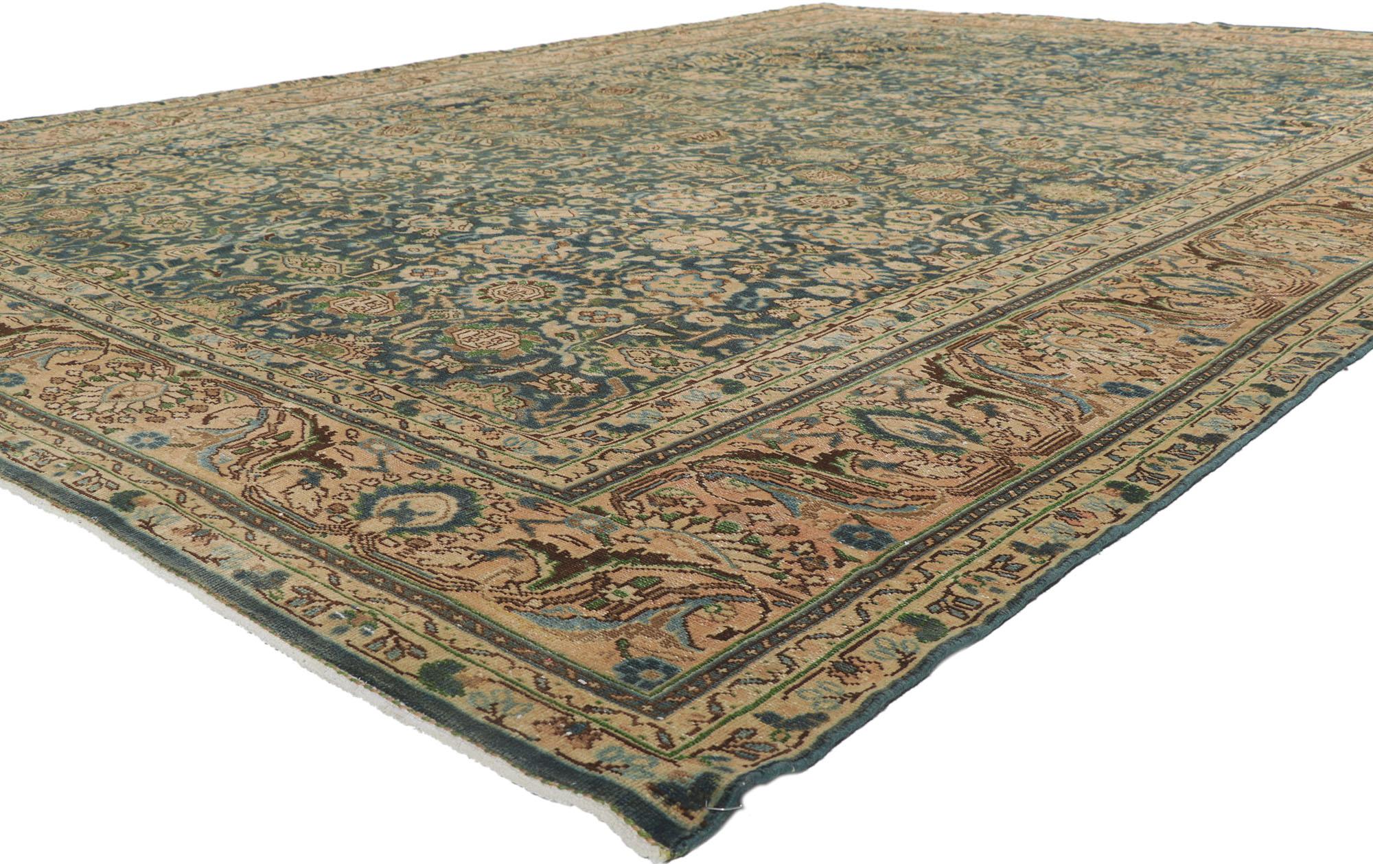 61011 Antique Persian Malayer Rug 10'01 x 13'05. With its effortless beauty and timeless design, this hand-knotted wool antique Persian Malayer rug will take on a curated lived-in look that feels timeless while imparting a sense of warmth and