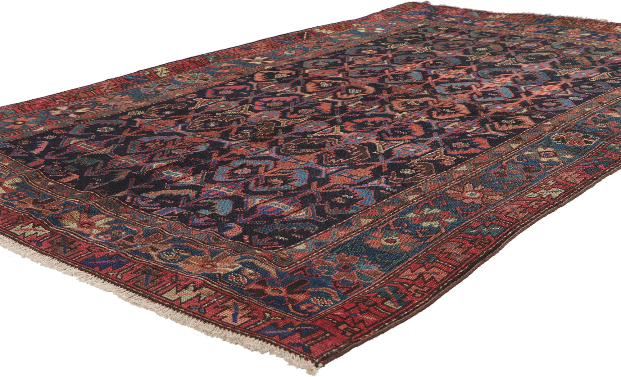 61065 ancien tapis persan Malayer, Dimensions : 04'02 x 06'06.