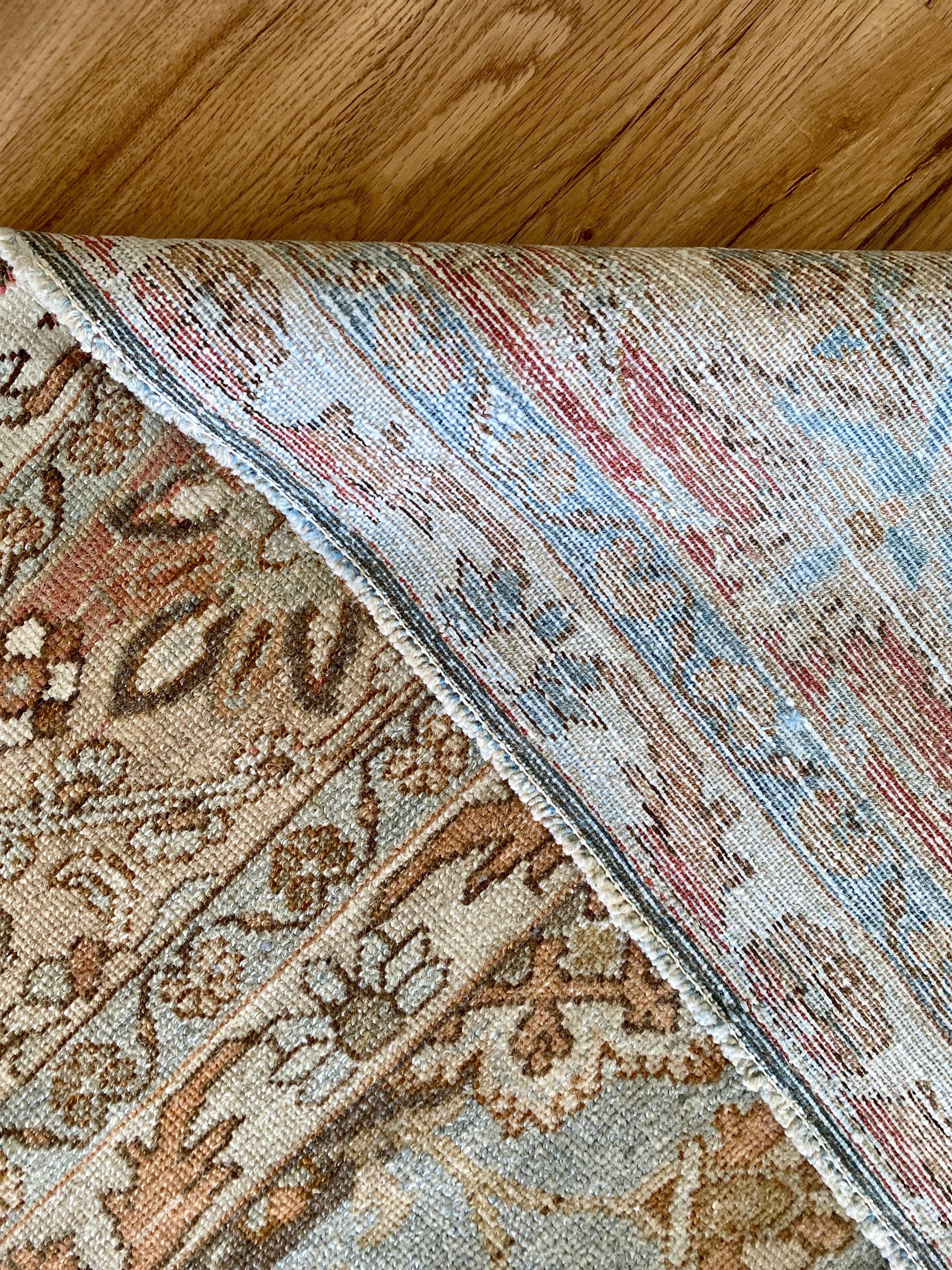 Light Blue Antique Persian Malayer Rug In Good Condition For Sale In West Palm Beach, FL