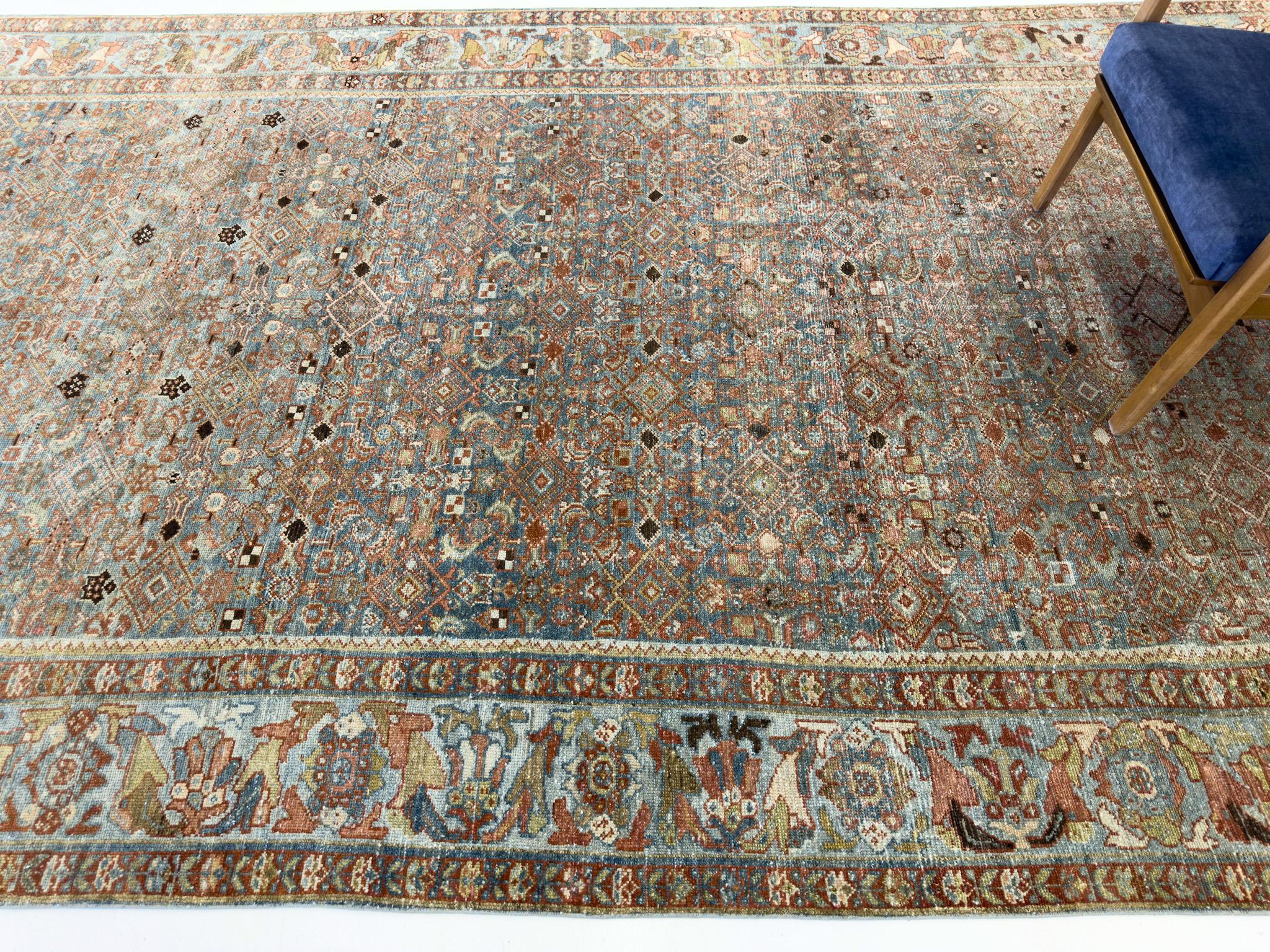 Wool Antique Persian Malayer Rug For Sale