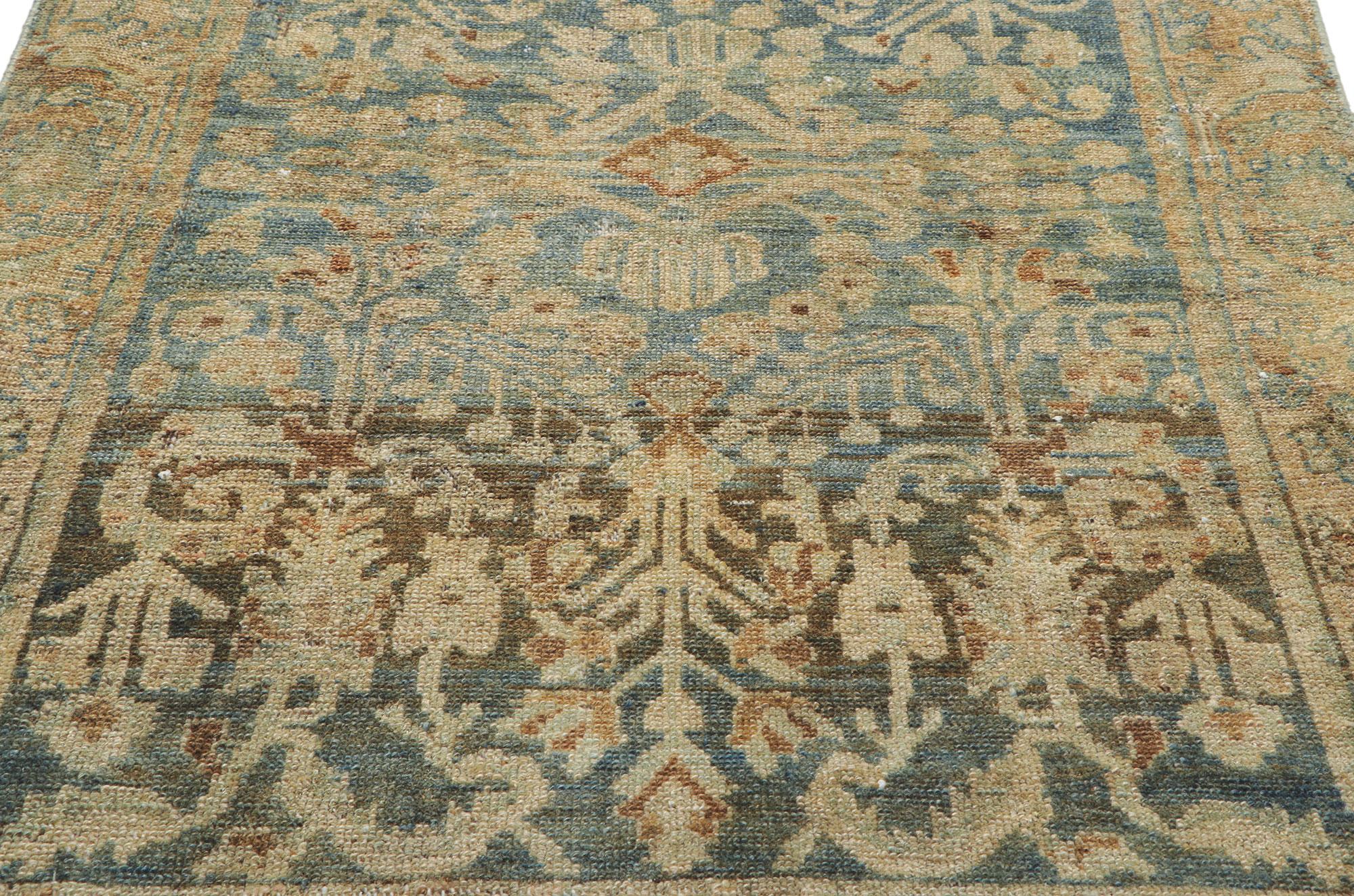 Annodato a mano Tappeto persiano Malayer blu egeo del 1920 con stile moderno in vendita