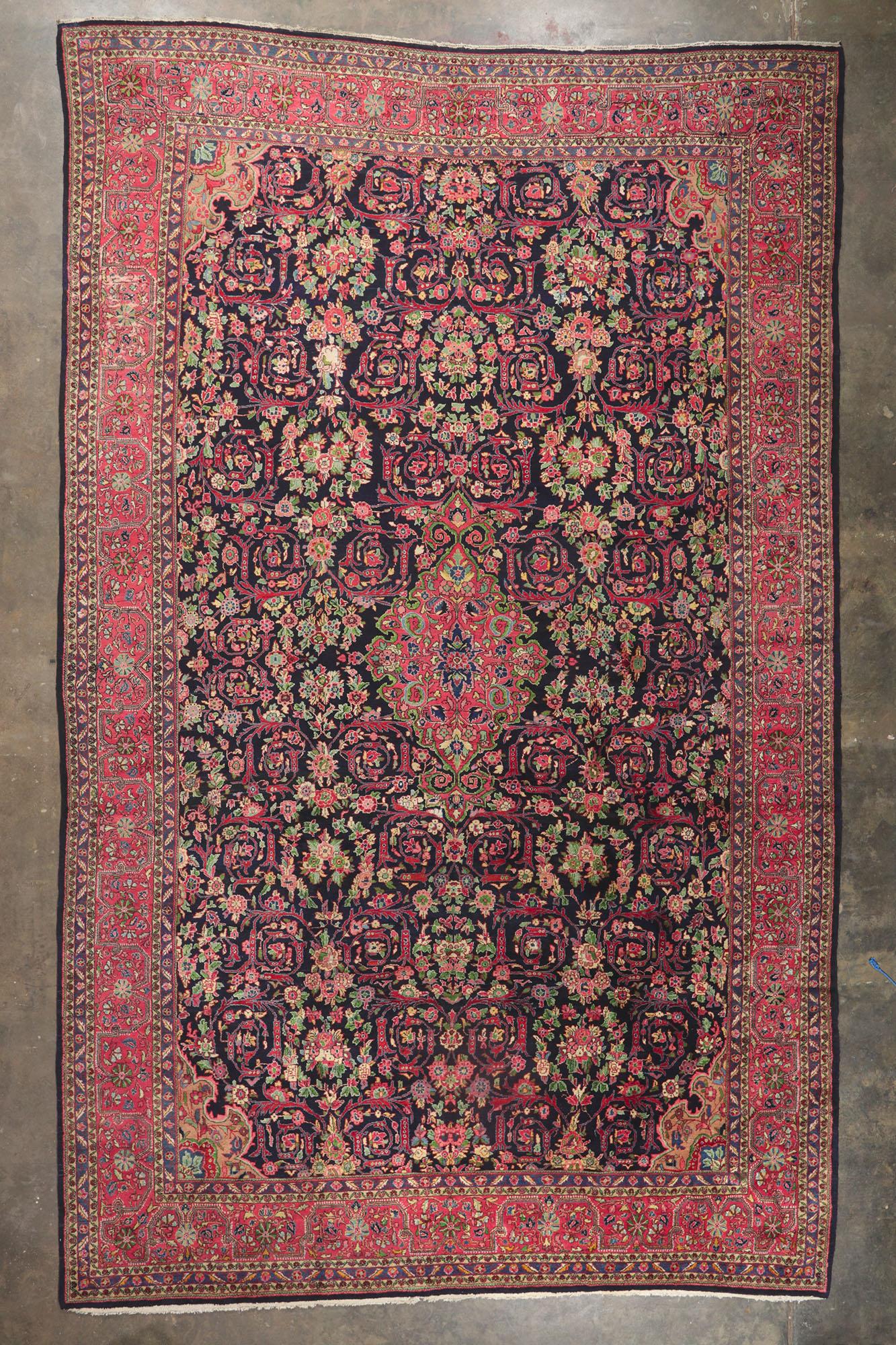 Laine Tapis persan ancien Malayer de style moderne en vente