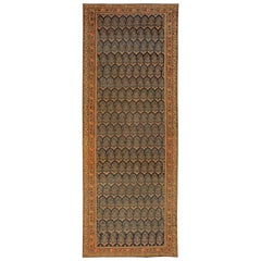 Ancien tapis persan Malayer orange en laine tissé à la main