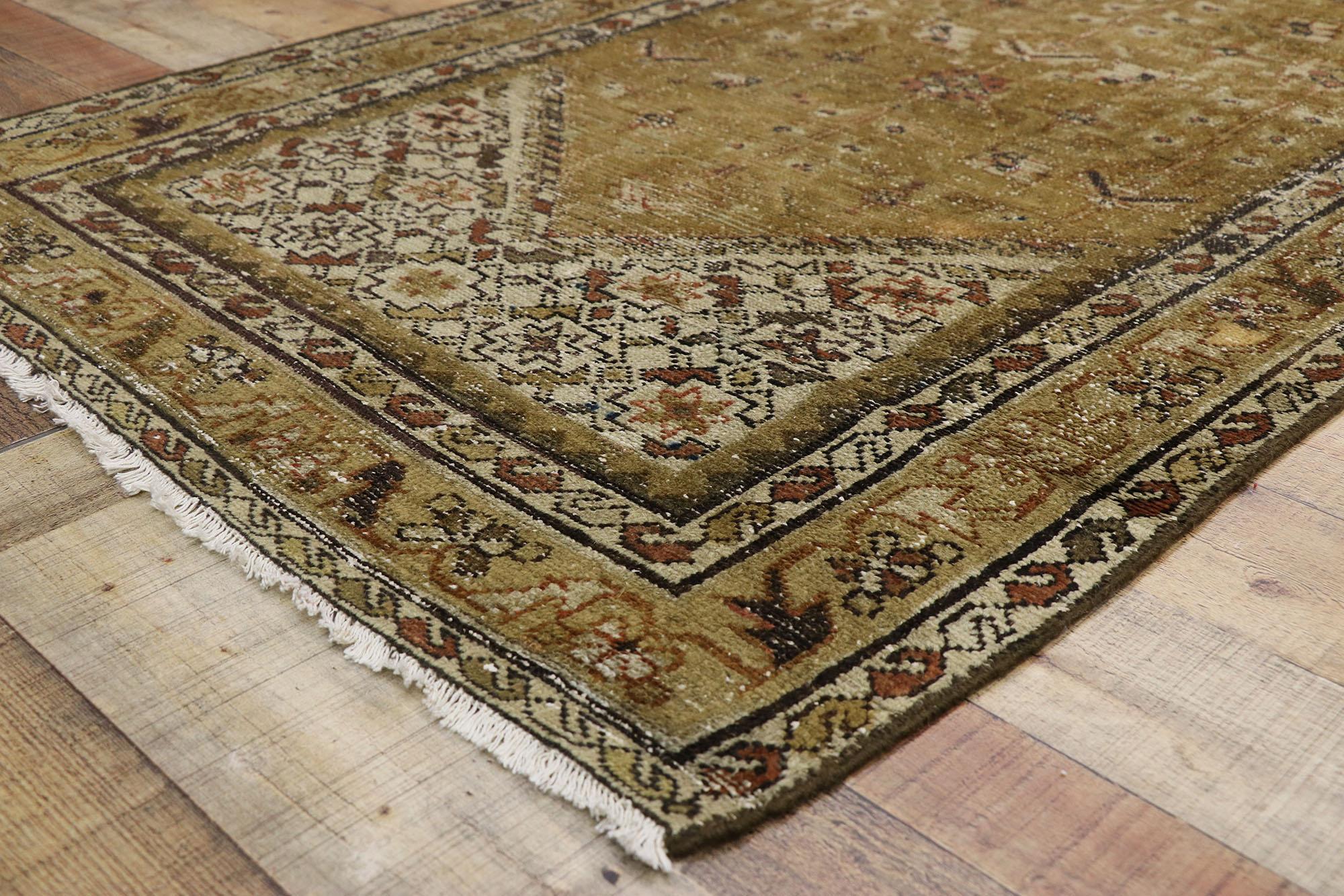 20th Century Antique Persian Malayer Rug Hallway Runner with Guli Hinnai Flower For Sale