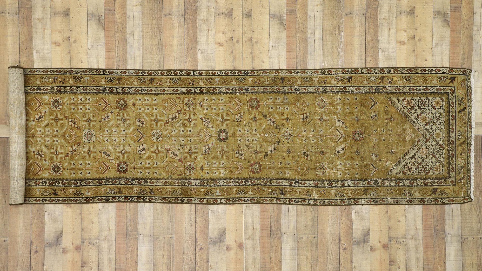 Antique Persian Malayer Rug Hallway Runner with Guli Hinnai Flower For Sale 1