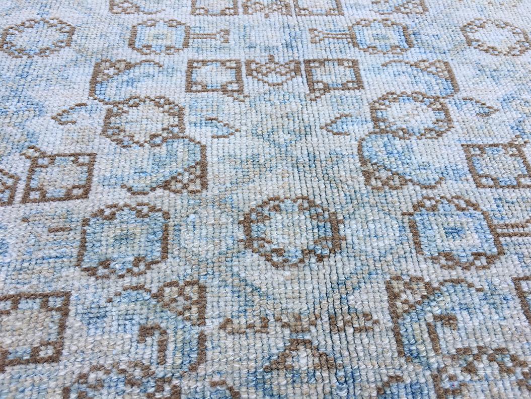 Alfombra Persa Antigua Malayer Patrón Herati Marfil y Azul principios del siglo XX en venta