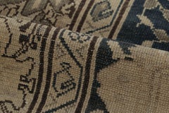 Antique Persian Malayer Rug in Blue and Beige with Floral Pattern - Rug & Kilim