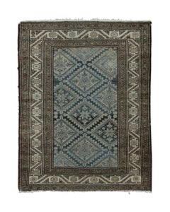Antique Persian Malayer Rug in Blue, Beige and Geometric Pattern - Rug & Kilim