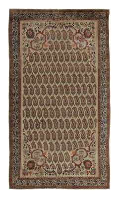 Antique Persian Malayer Rug in Brown with Paisley Floral Elegance - Rug & Kilim