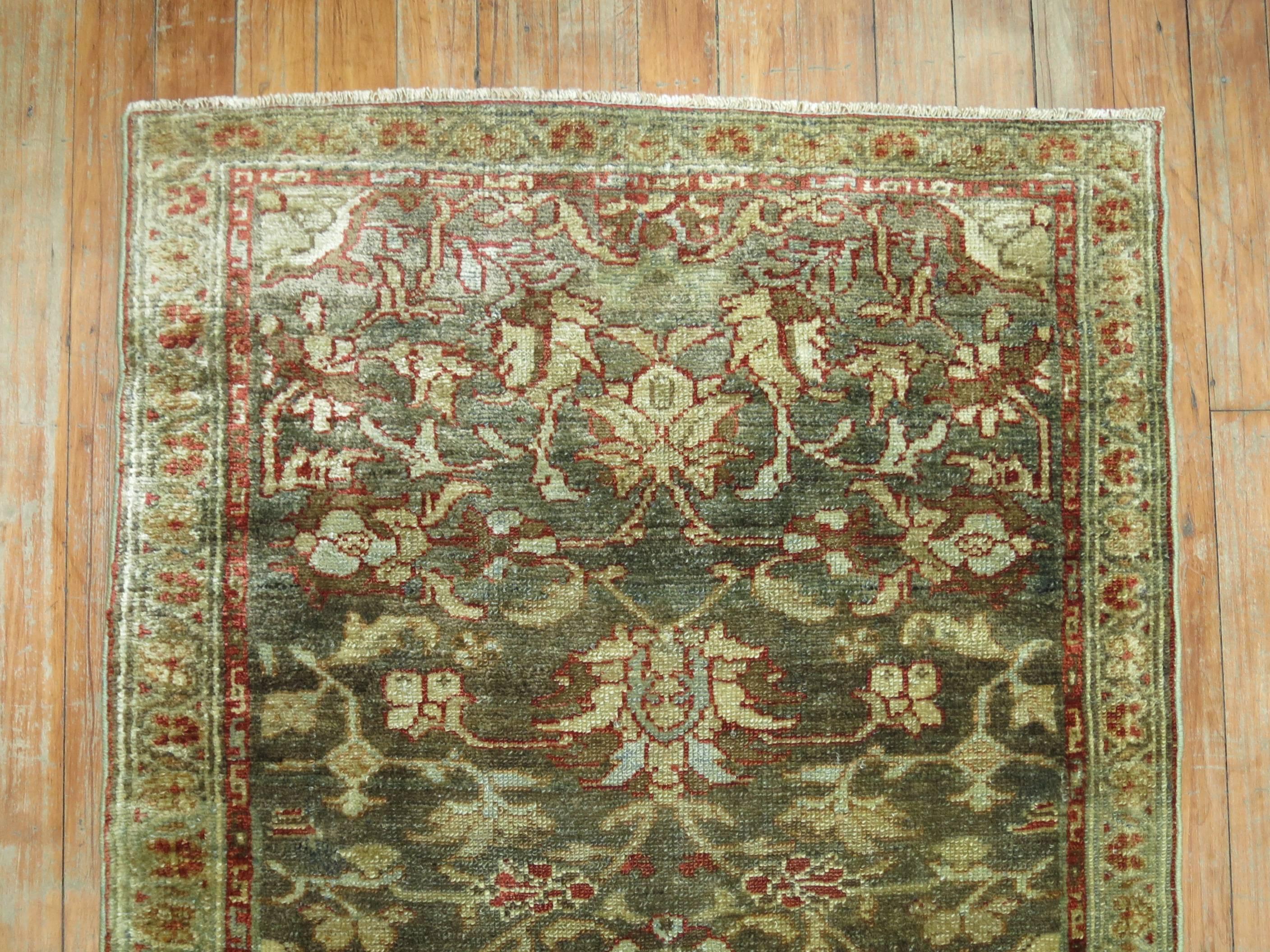 Hand-Woven Antique Persian Malayer Rug Mat