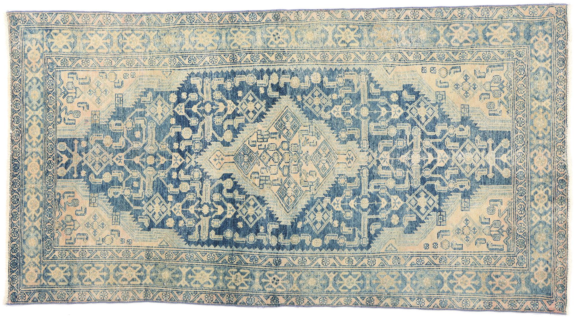 Antiker blauer persischer Malayer-Teppich im Angebot 3