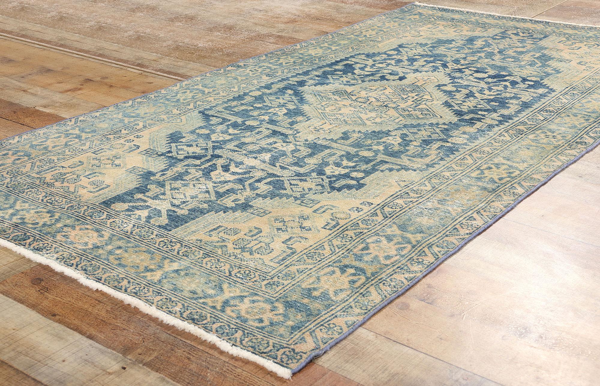 Antiker blauer persischer Malayer-Teppich (Wolle) im Angebot
