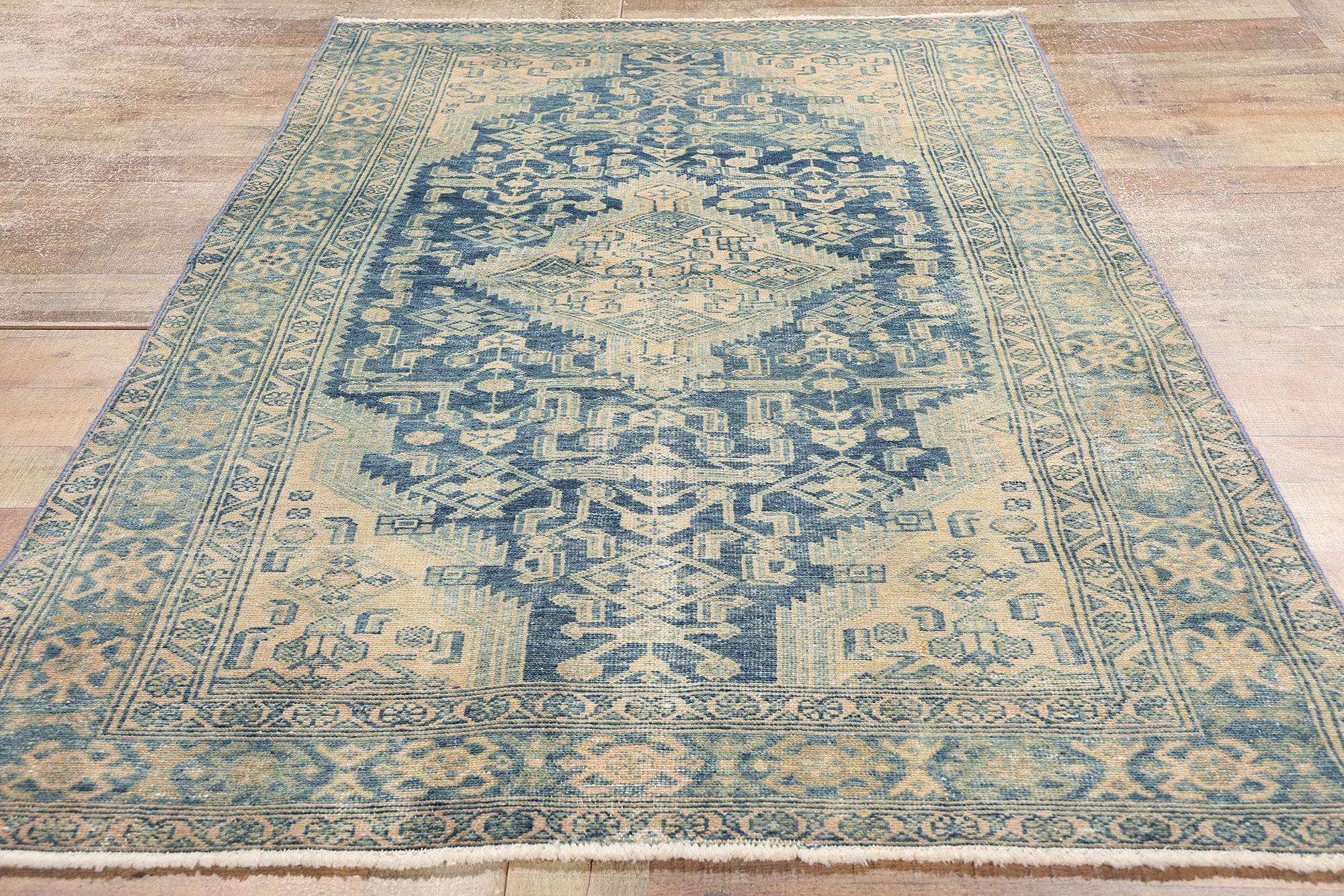 Antiker blauer persischer Malayer-Teppich im Angebot 1