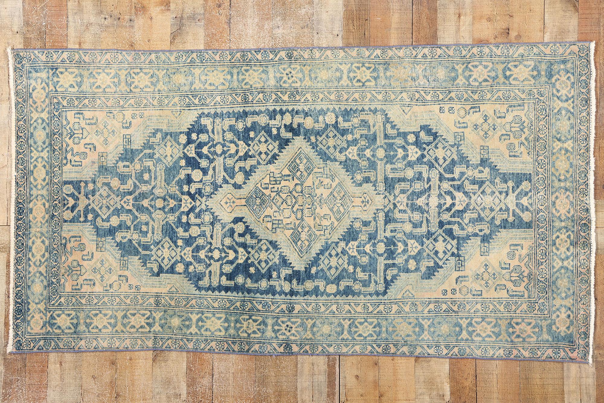 Antiker blauer persischer Malayer-Teppich im Angebot 2