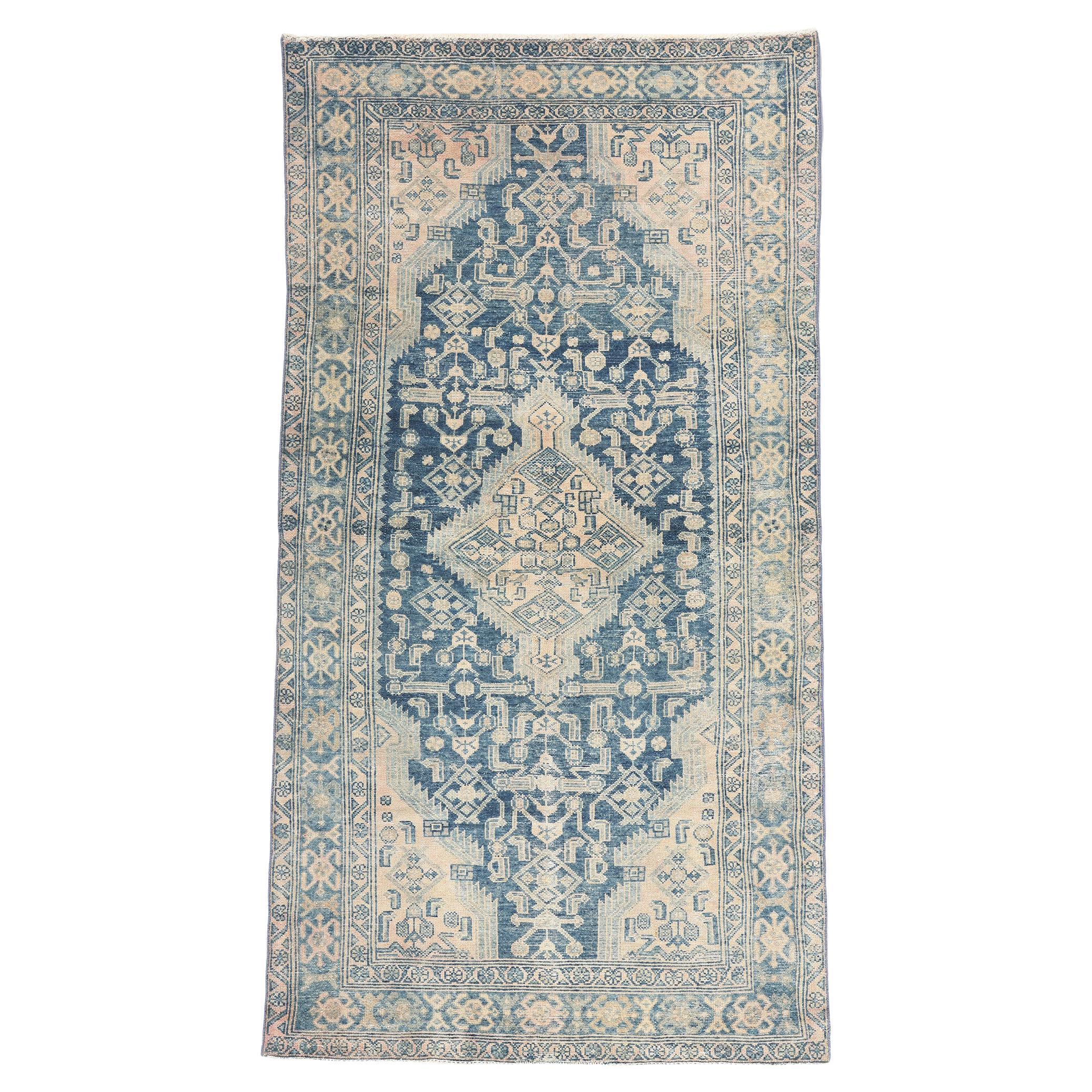Antique Blue Persian Malayer Carpet For Sale