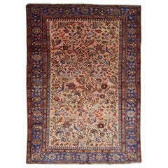Antique Persian Malayer Rug One Directional with Birds, Wool, Scatter Size, 1915