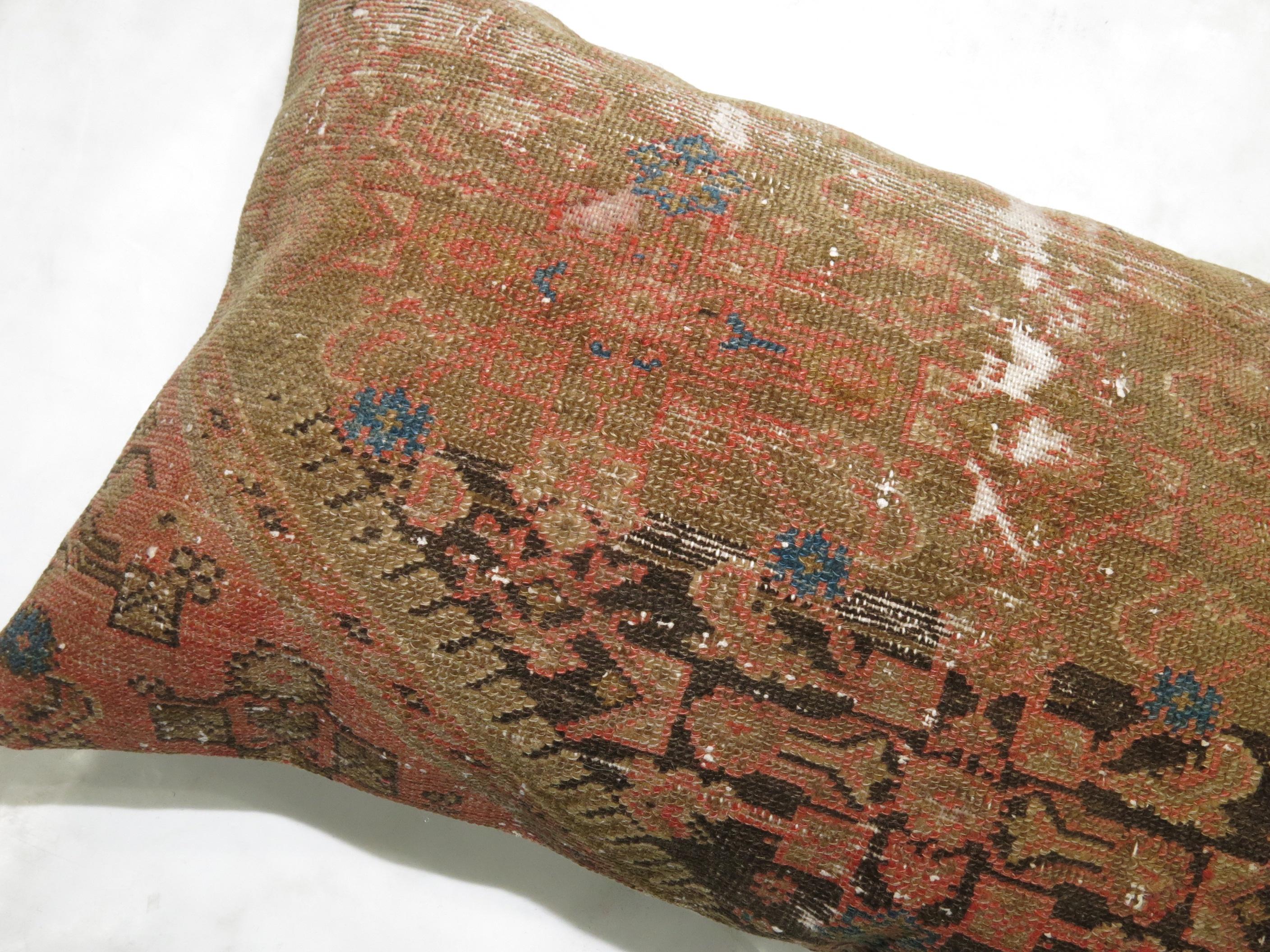 Pillow made from antique Persian Malayer rug with cotton back.

16'' x 23''
