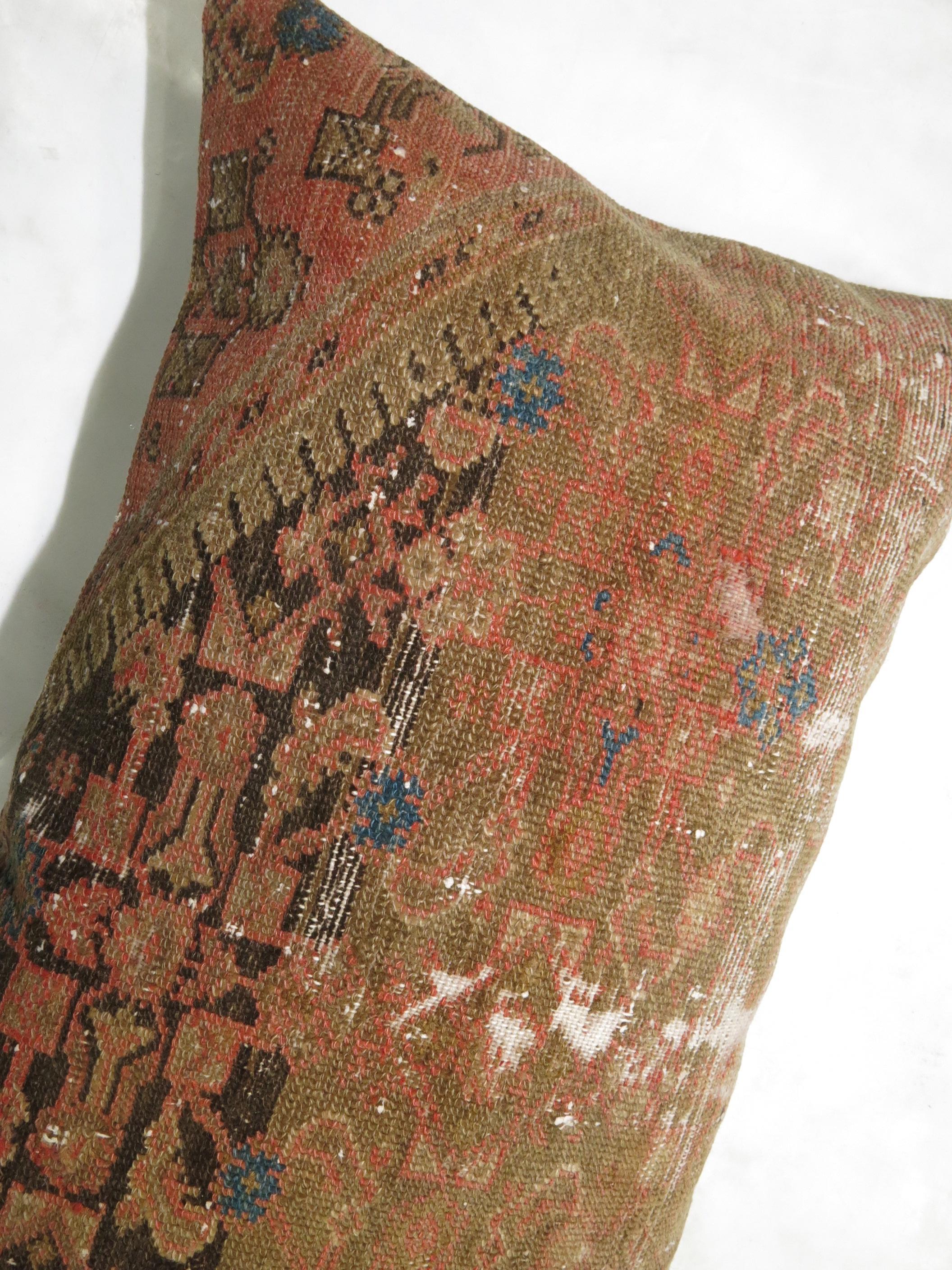 Antique Persian Malayer Rug Pillow In Fair Condition For Sale In New York, NY