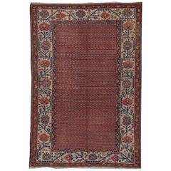 Antique Persian Malayer Rug, Red All-Over Field, Ivory Borders, circa 1920s