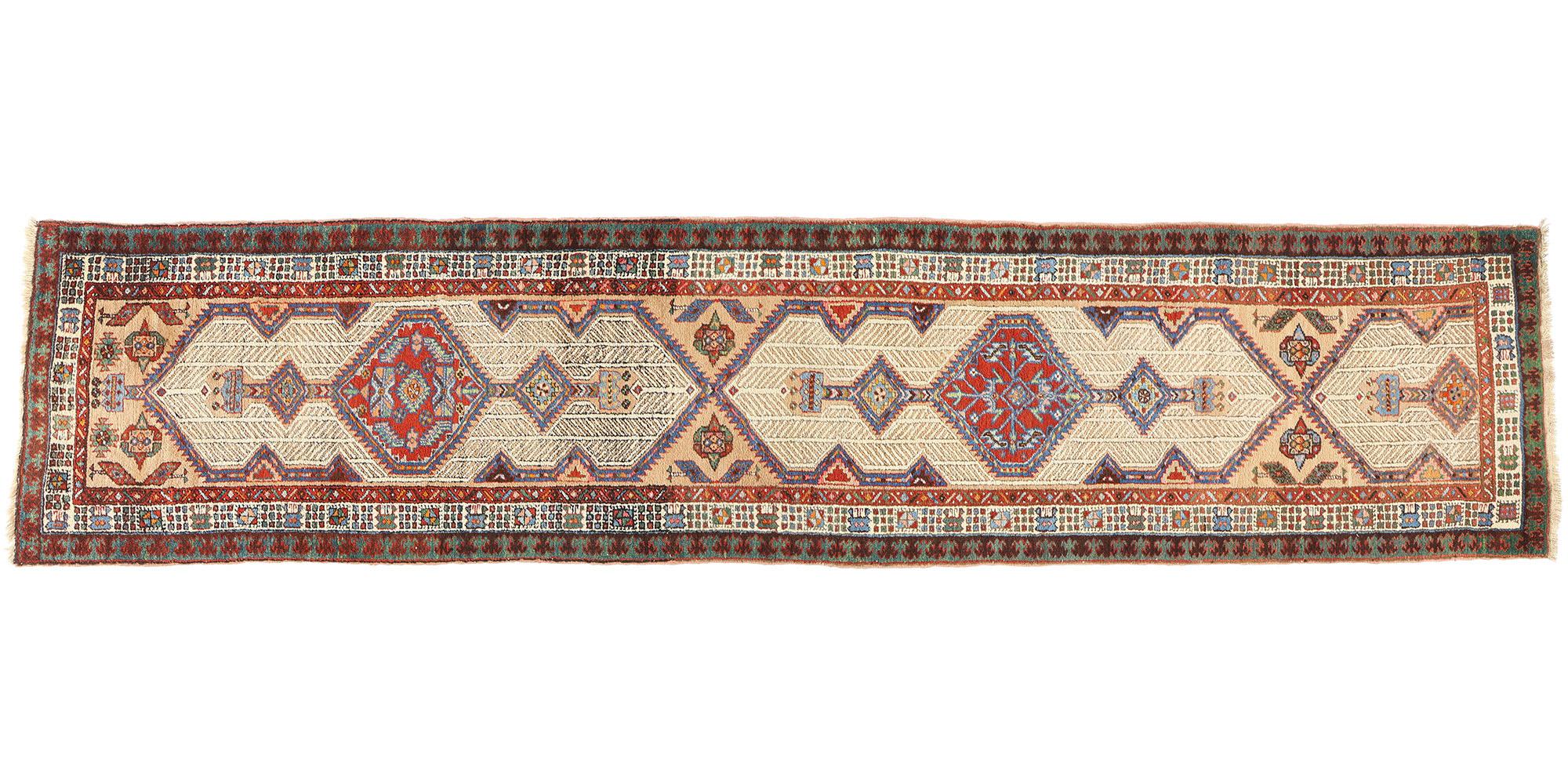 Antiker persischer Malayer-Teppich-Läufer, 03'02 x 13'07 im Angebot 3