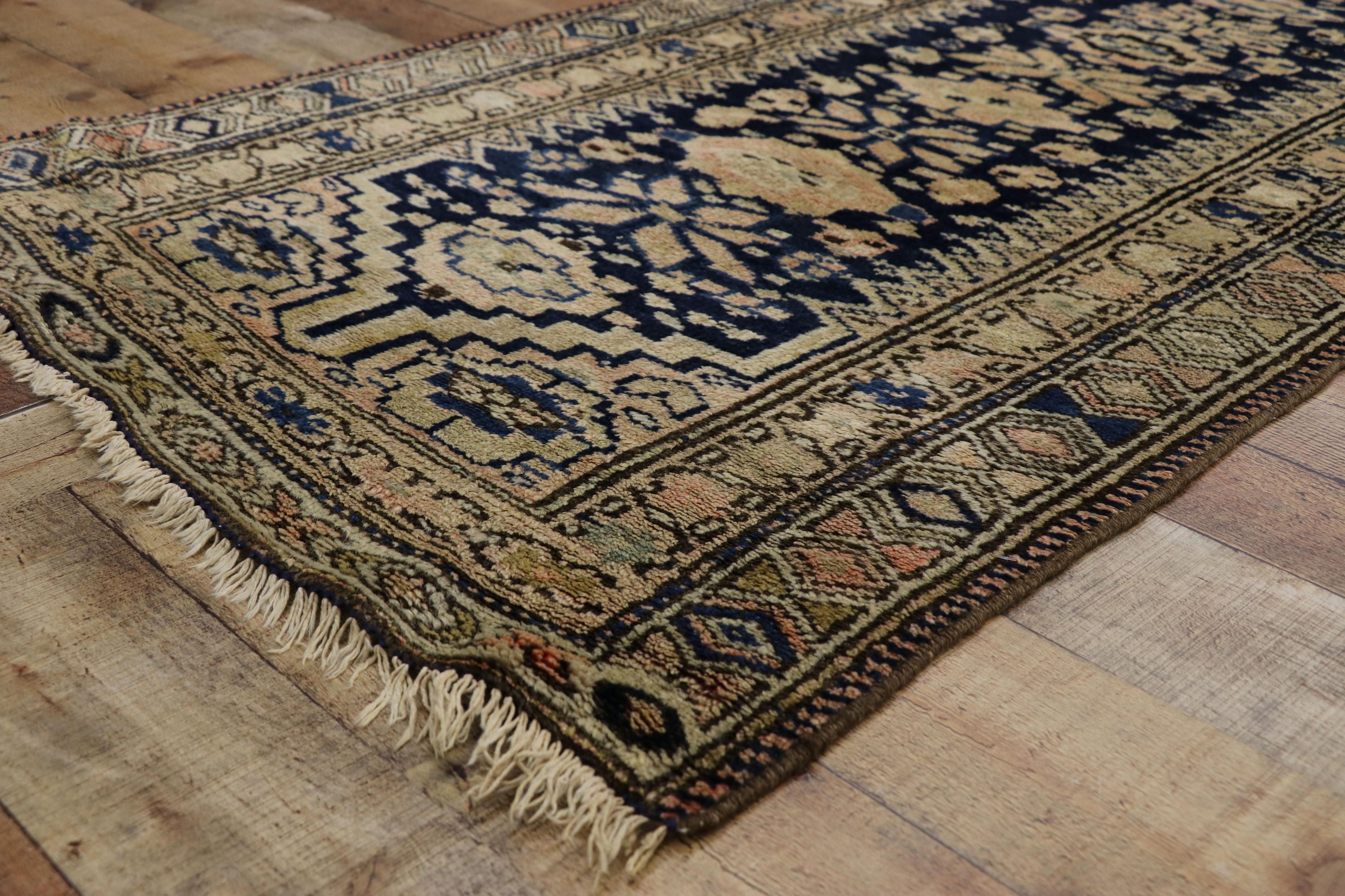 Hand-Knotted Antique Persian Malayer Rug Runner, Extra Long Hallway Runner For Sale