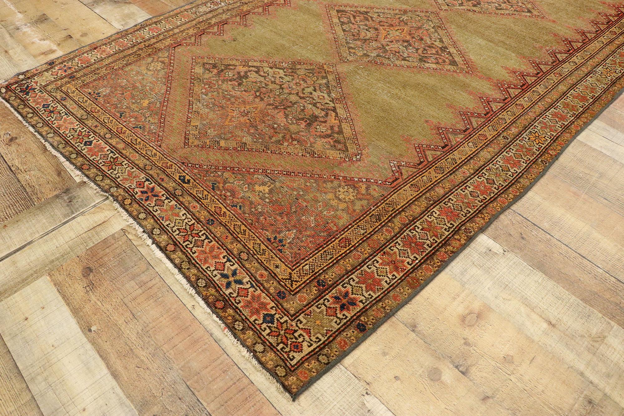 Antique Persian Malayer Rug Runner with Rustic Mediterranean Style For Sale 1