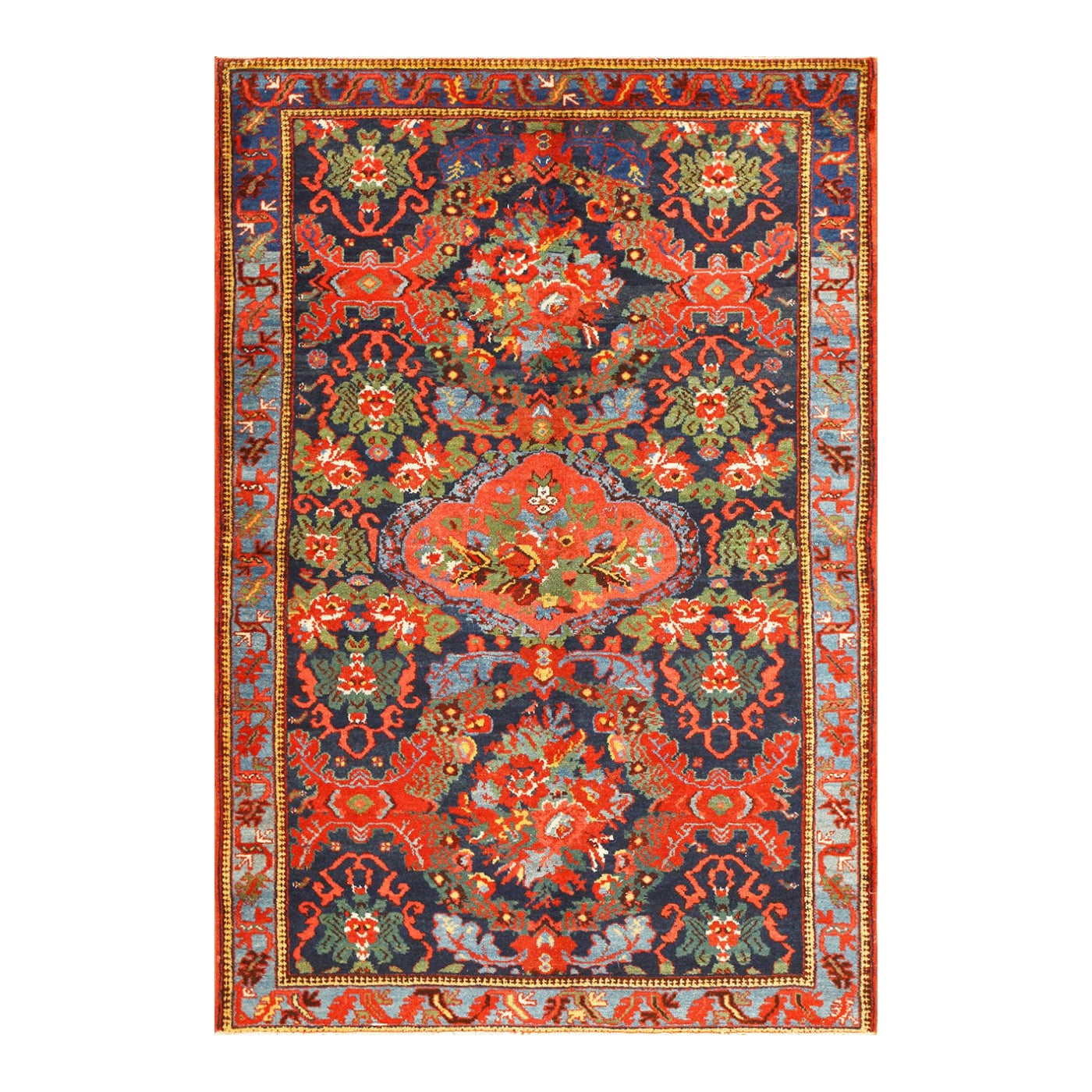 Ancien tapis persan Malayer persan. Taille : 4 pieds 2 po. x 6 pieds 3 po.