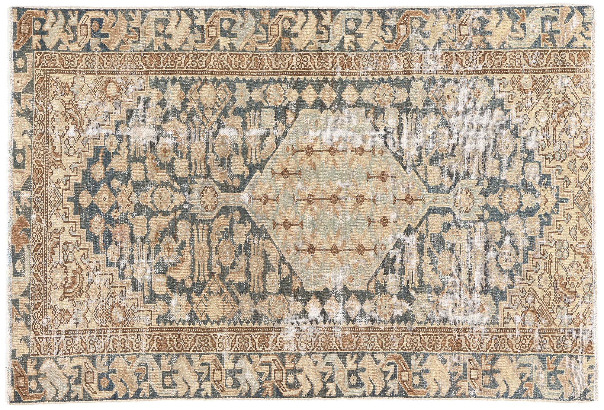 Antique Persian Malayer Rug, Weathered Finesse Meets Earth-Tone Elegance For Sale 4