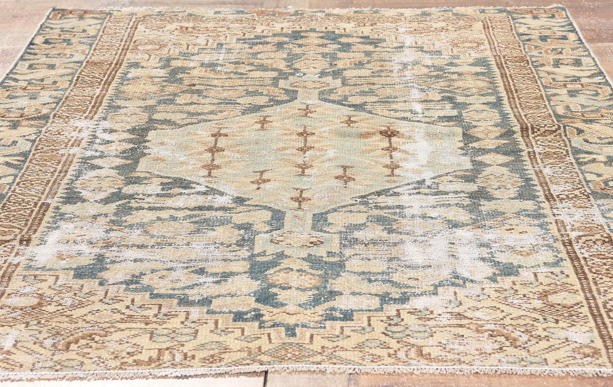 Antique Persian Malayer Rug, Weathered Finesse Meets Earth-Tone Elegance For Sale 2