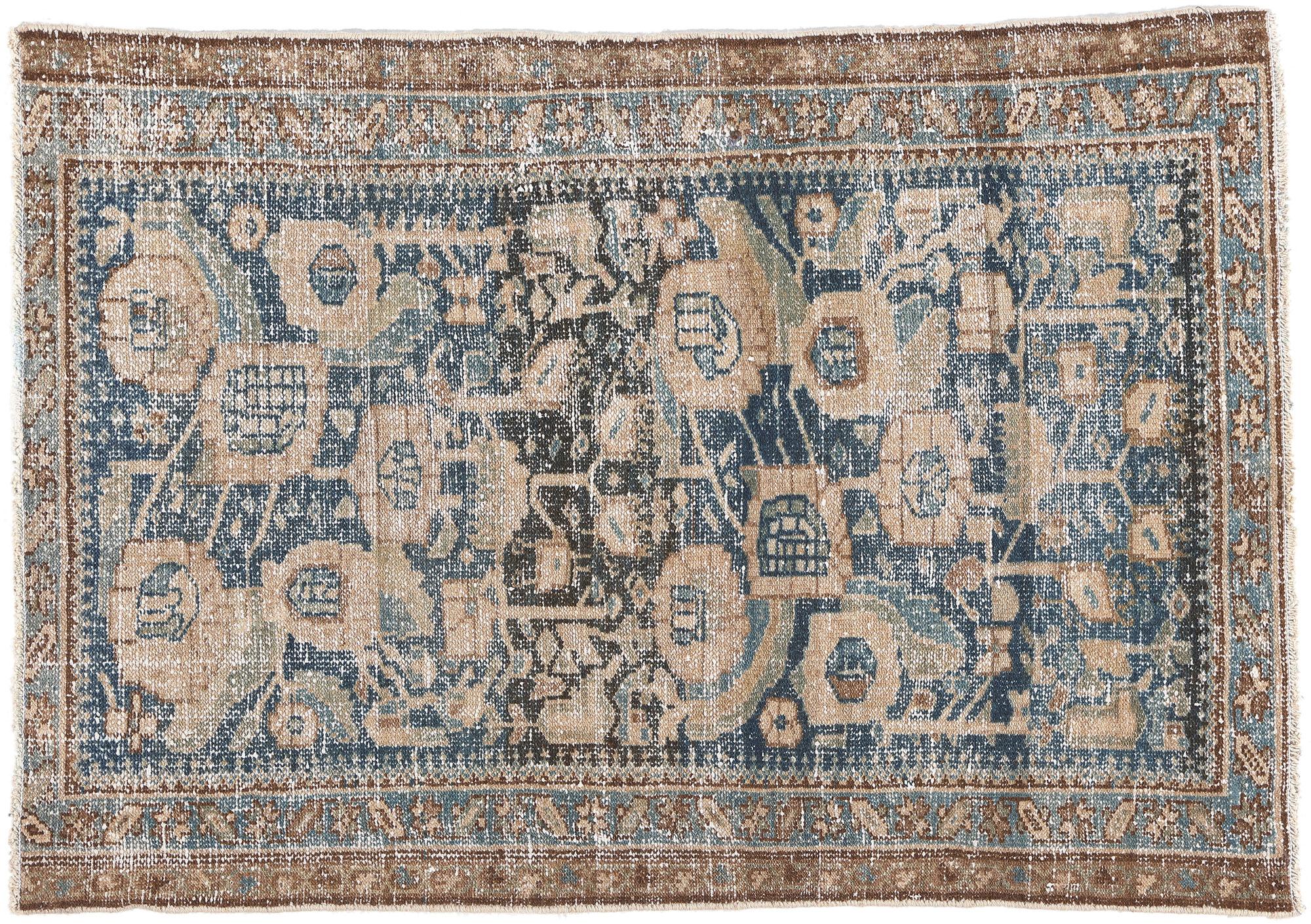 Antique Persian Malayer Rug, Weathered Finesse Meets Natural Elegance For Sale 4