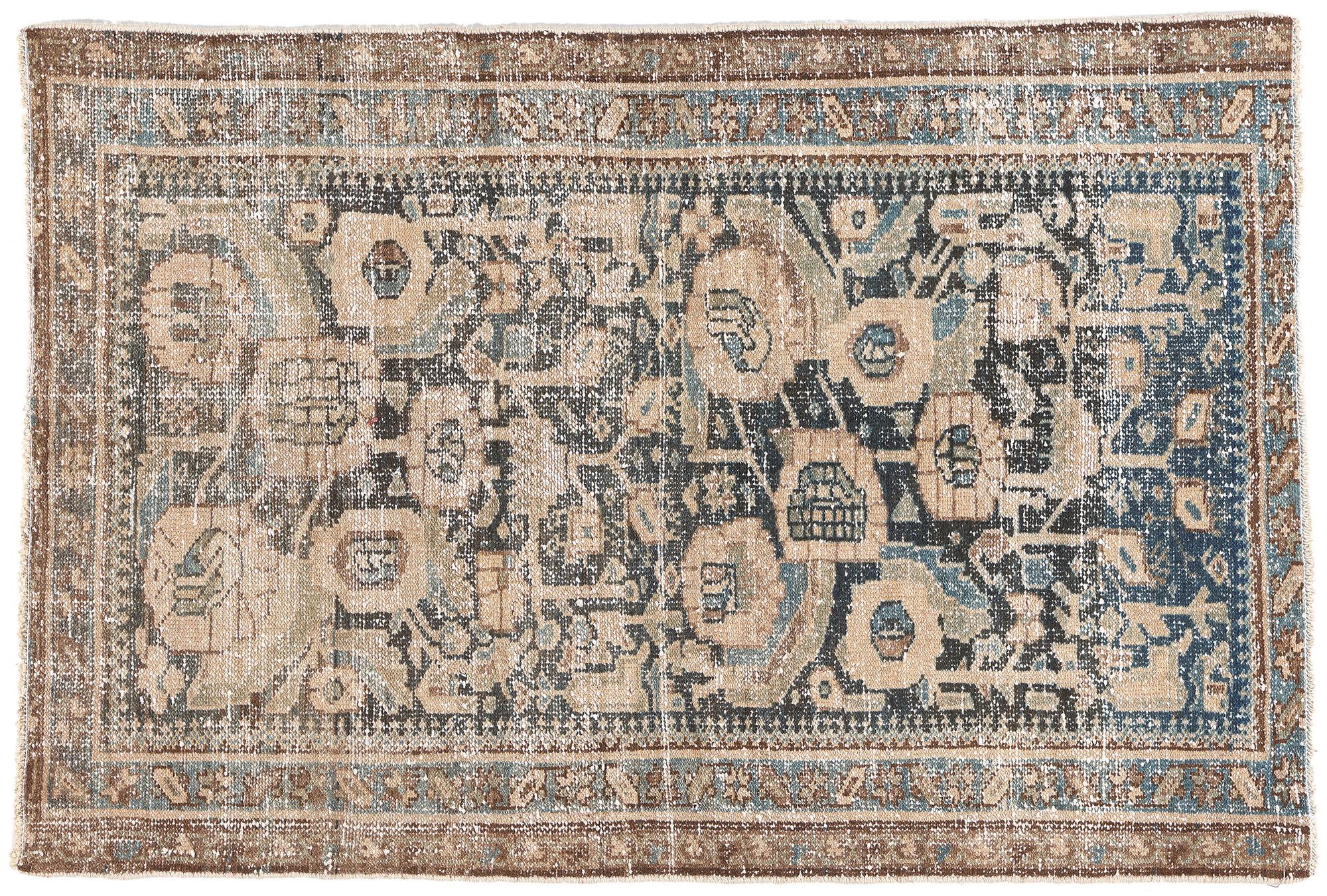 Antique Persian Malayer Rug, Weathered Finesse Meets Natural Elegance For Sale 4