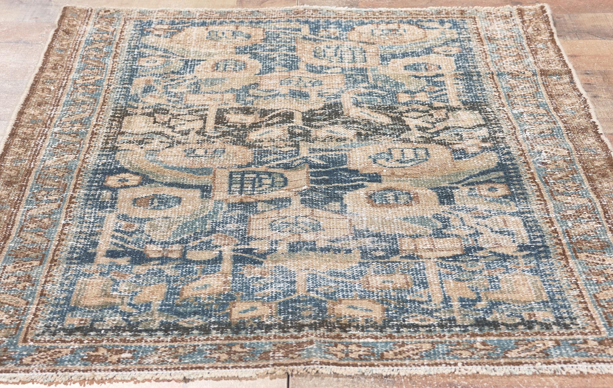 Antique Persian Malayer Rug, Weathered Finesse Meets Natural Elegance For Sale 2