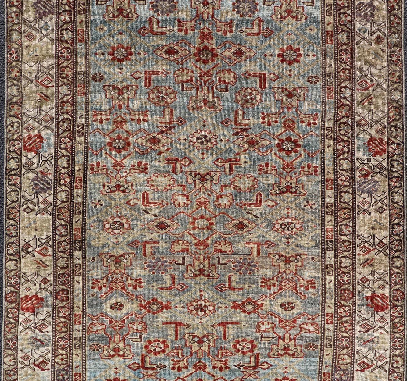 20th Century Antique Persian Malayer Rug with a Blue Field and All-Over Herati Design