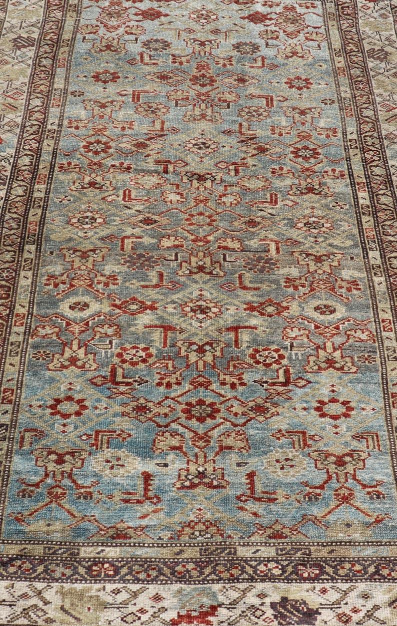 Antique Persian Malayer Rug with a Blue Field and All-Over Herati Design 1