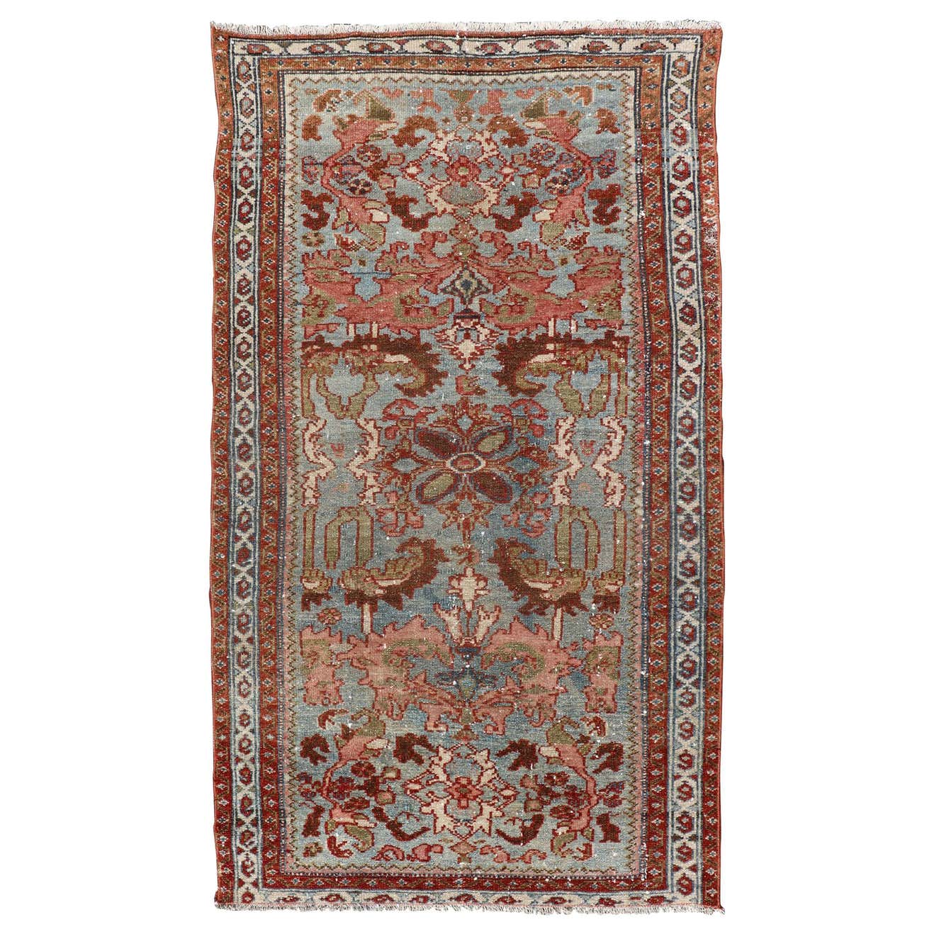 Antique Persian Malayer Rug with a Blue Field and Stylized Floral ...
