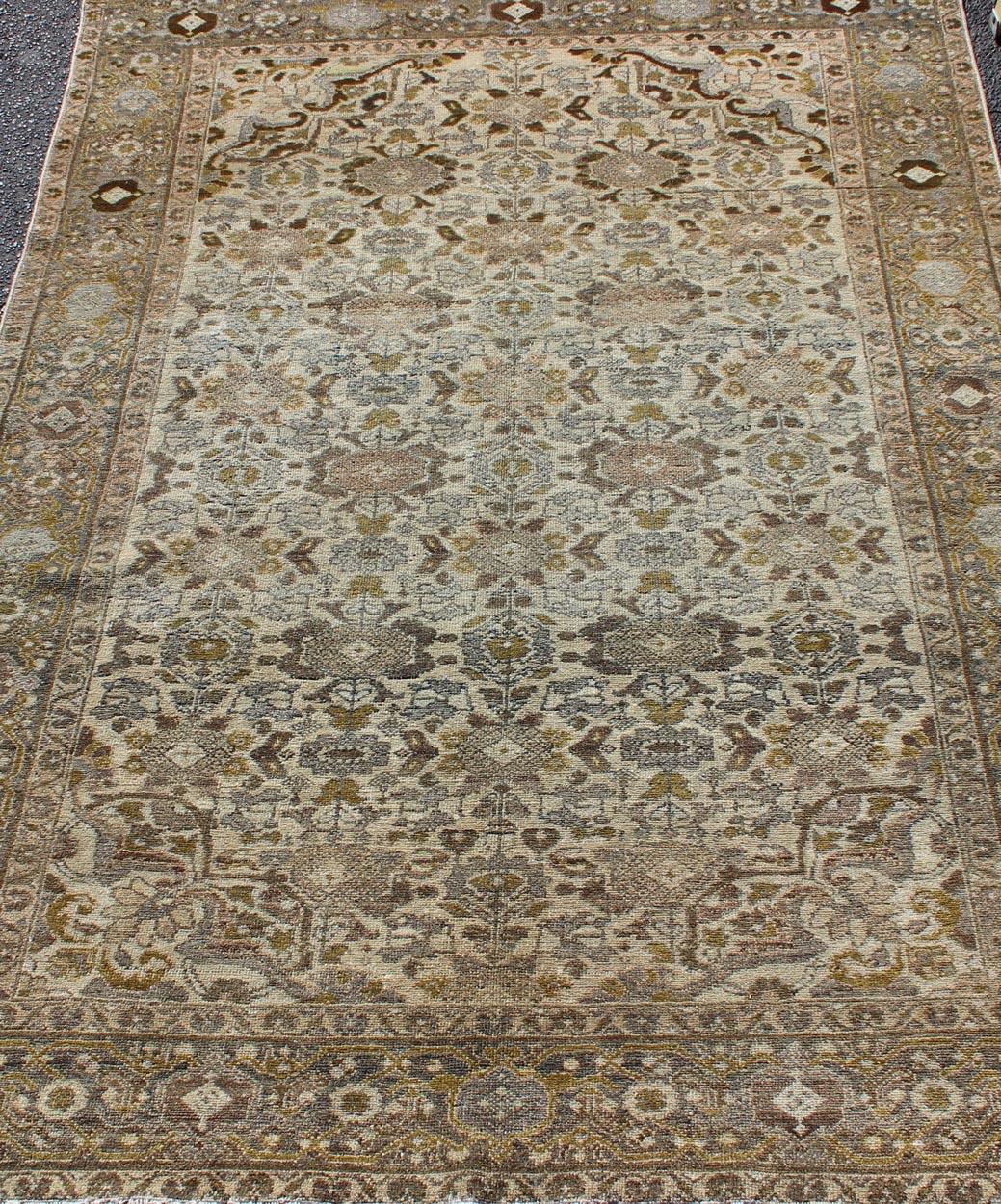 Antique Persian Malayer Rug with All-Over Boteh Design in Earth Tones 3