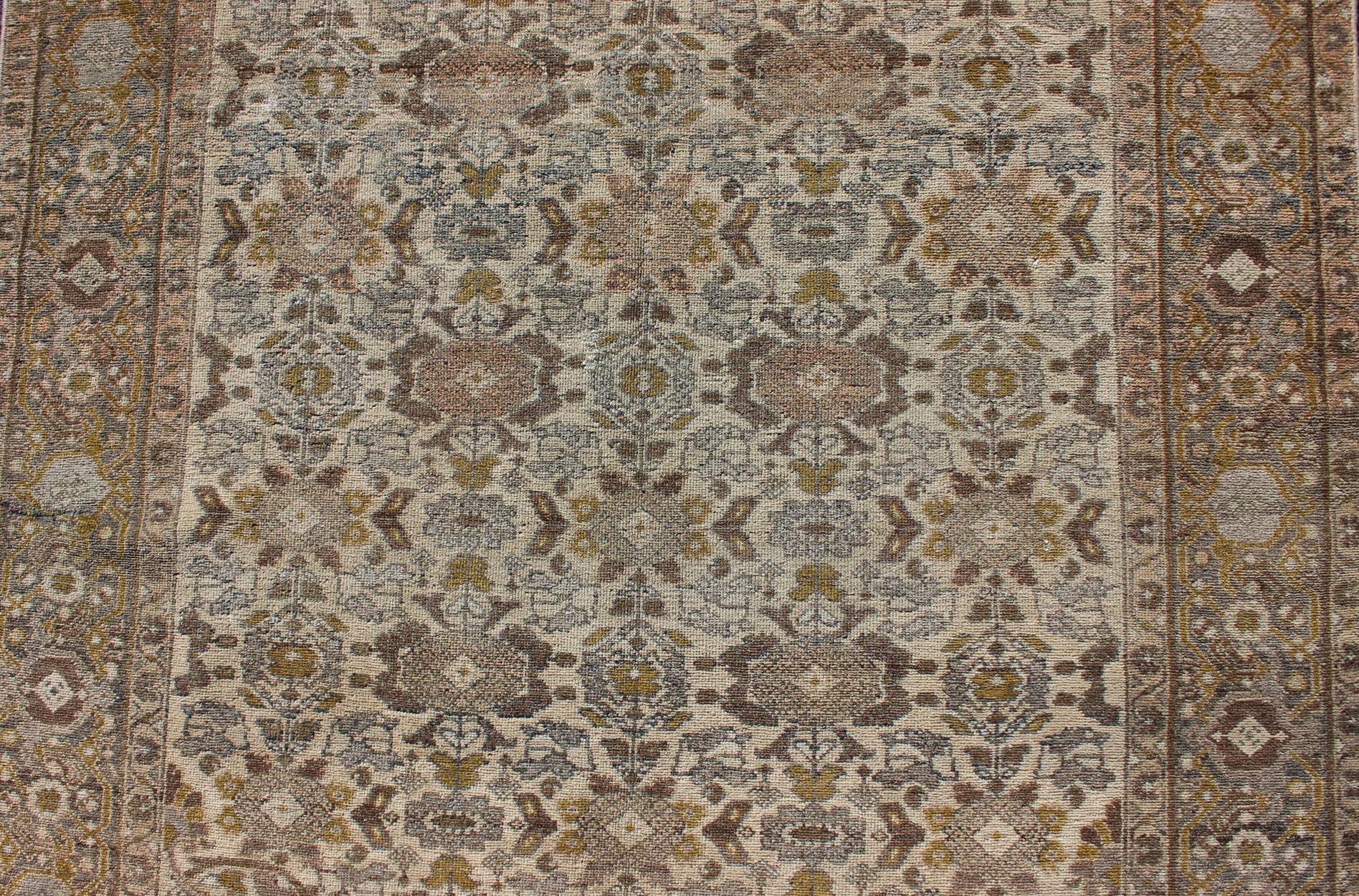 Antique Persian Malayer Rug with All-Over Boteh Design in Earth Tones 5