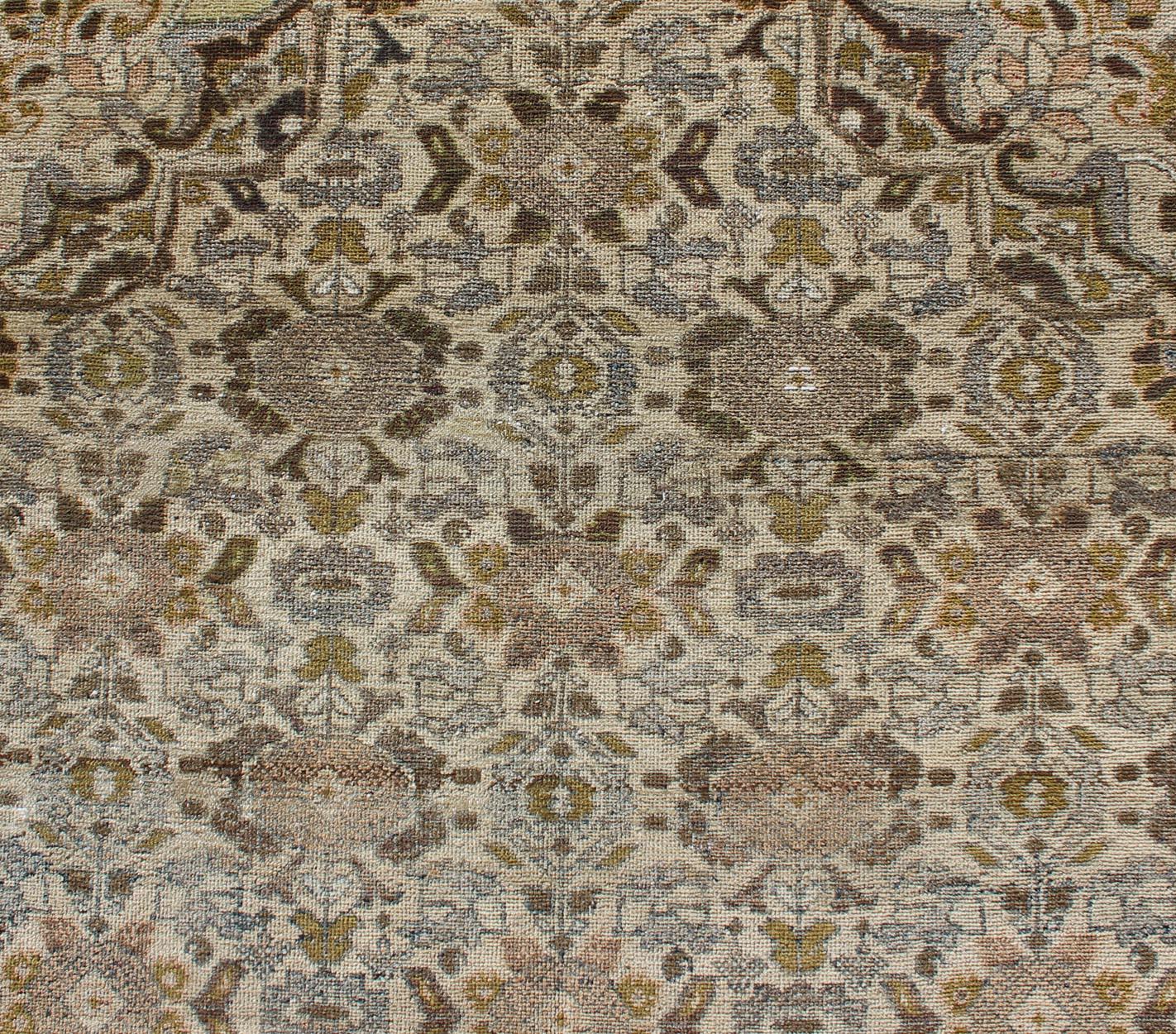 Early 20th Century Antique Persian Malayer Rug with All-Over Boteh Design in Earth Tones