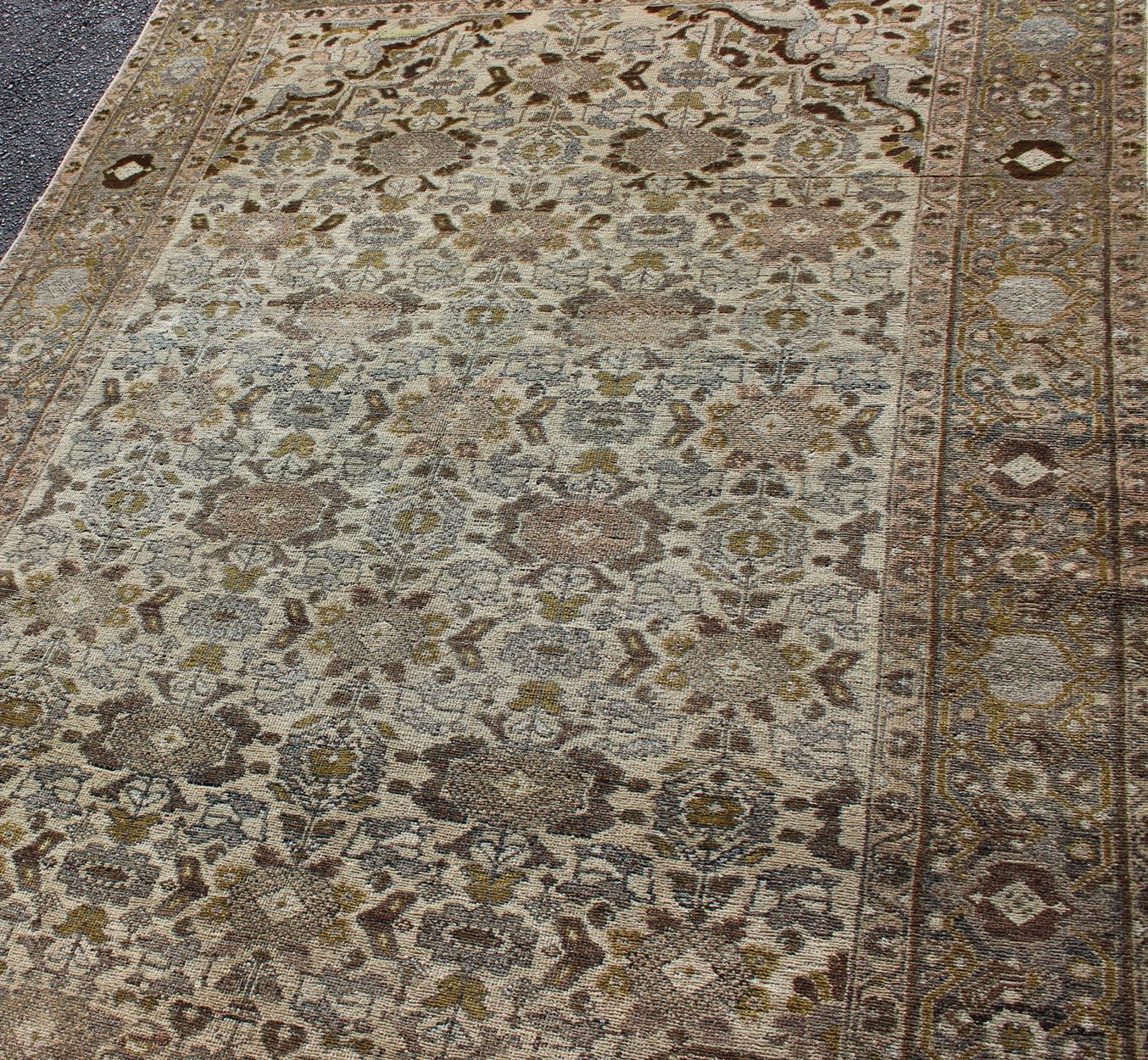 Antique Persian Malayer Rug with All-Over Boteh Design in Earth Tones 2