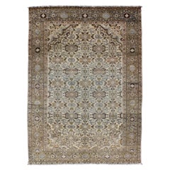 Antique Persian Malayer Rug with All-Over Boteh Design in Earth Tones