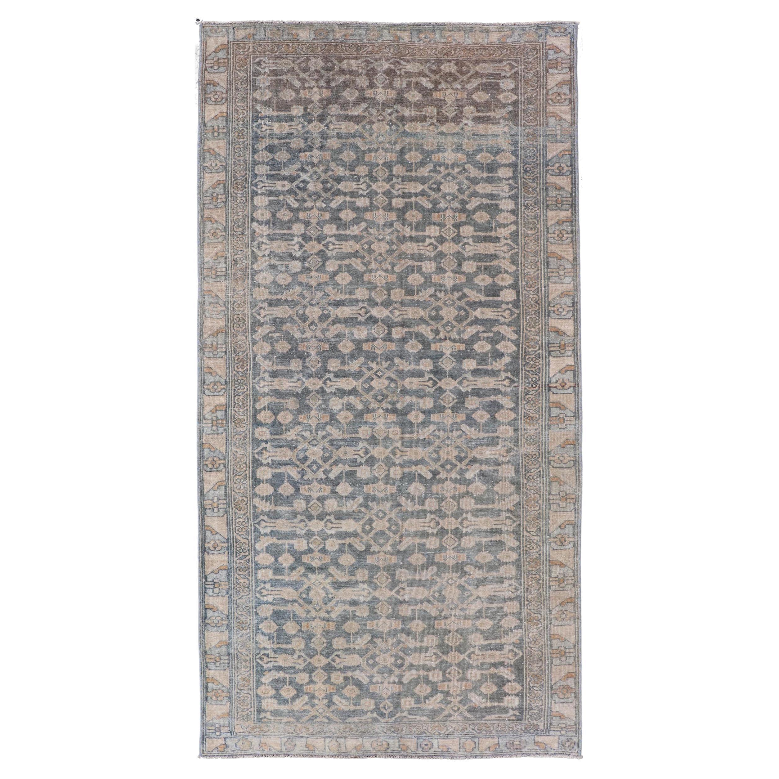 Antique Persian Malayer Rug with All-Over Geometric Design 2'10" x 5'11"