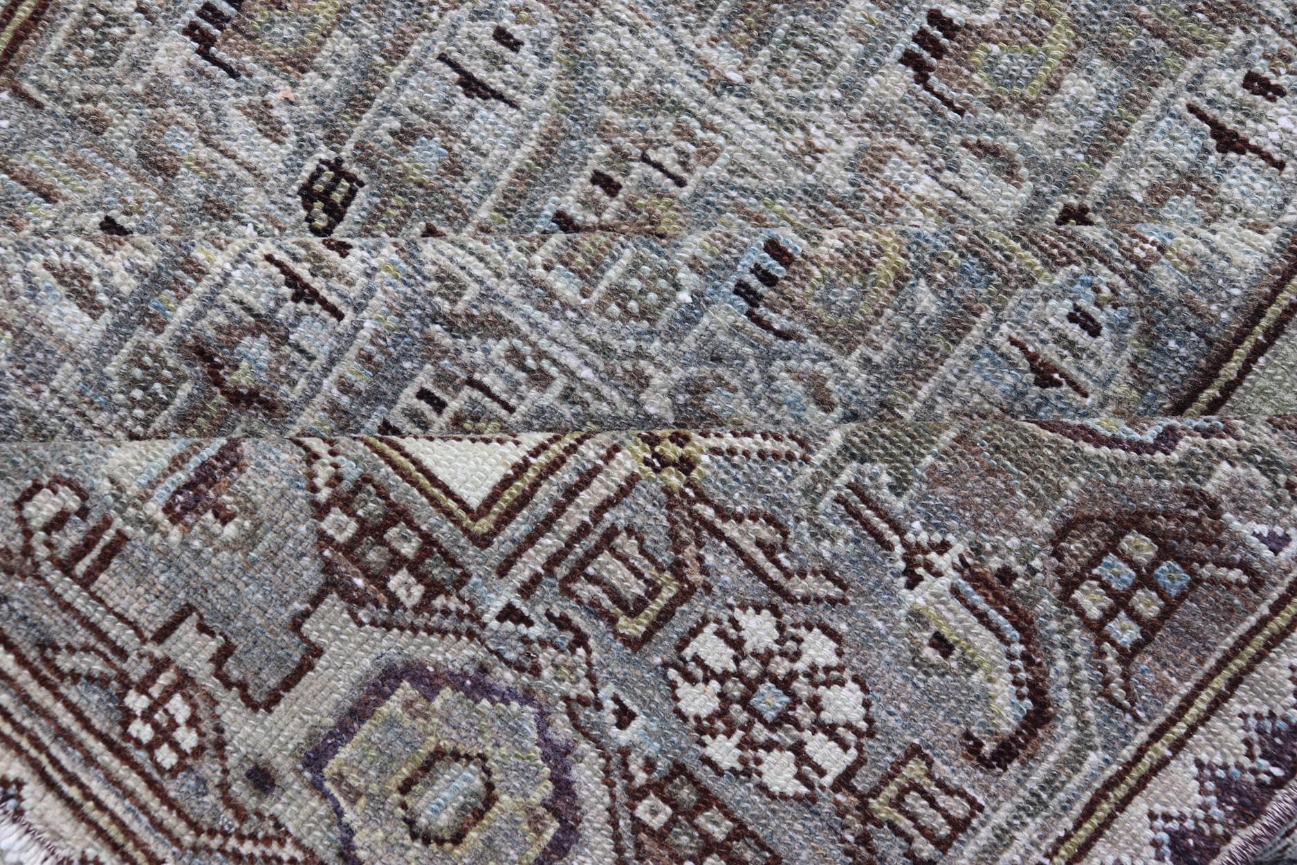 Tapis ancien persan Malayer à motifs géométriques 4'1 x 7'2 en vente 4