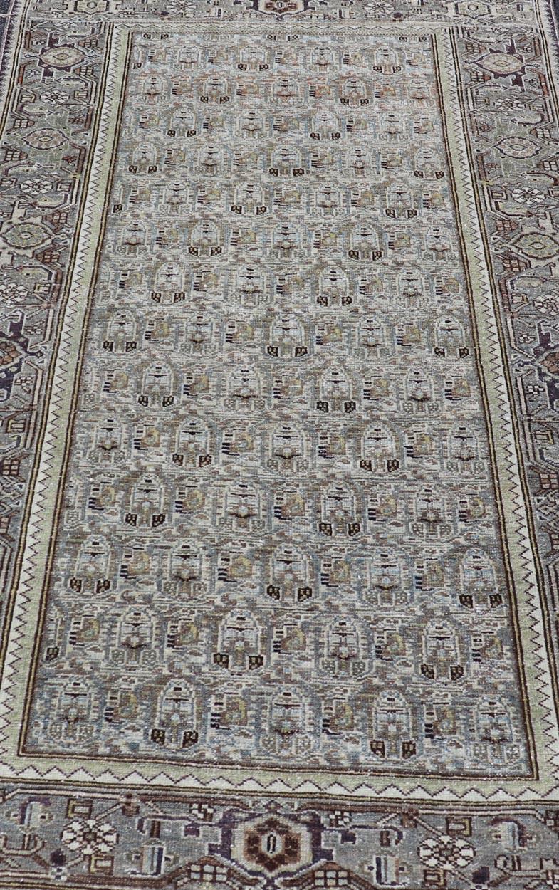 Tapis ancien persan Malayer à motifs géométriques 4'1 x 7'2 en vente 5