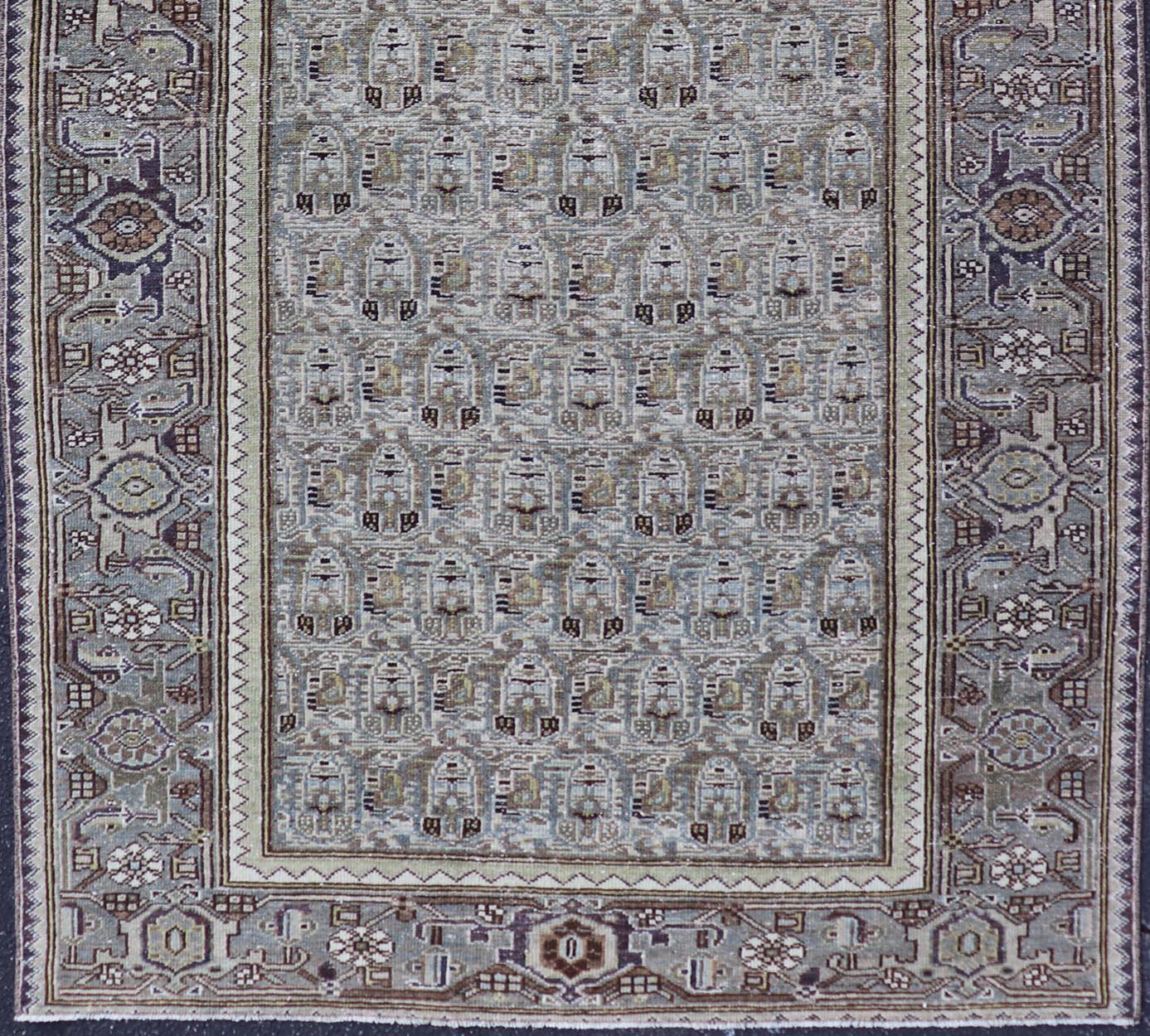 Tapis ancien persan Malayer à motifs géométriques 4'1 x 7'2 en vente 2