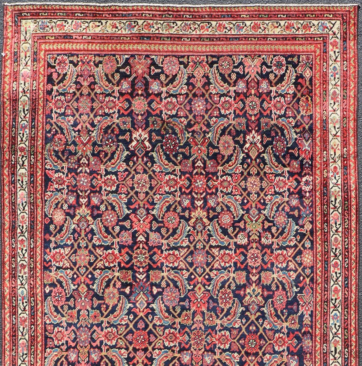 Tapis persan ancien Malayer avec tous les motifs Herati en bleu et rouge en vente 3