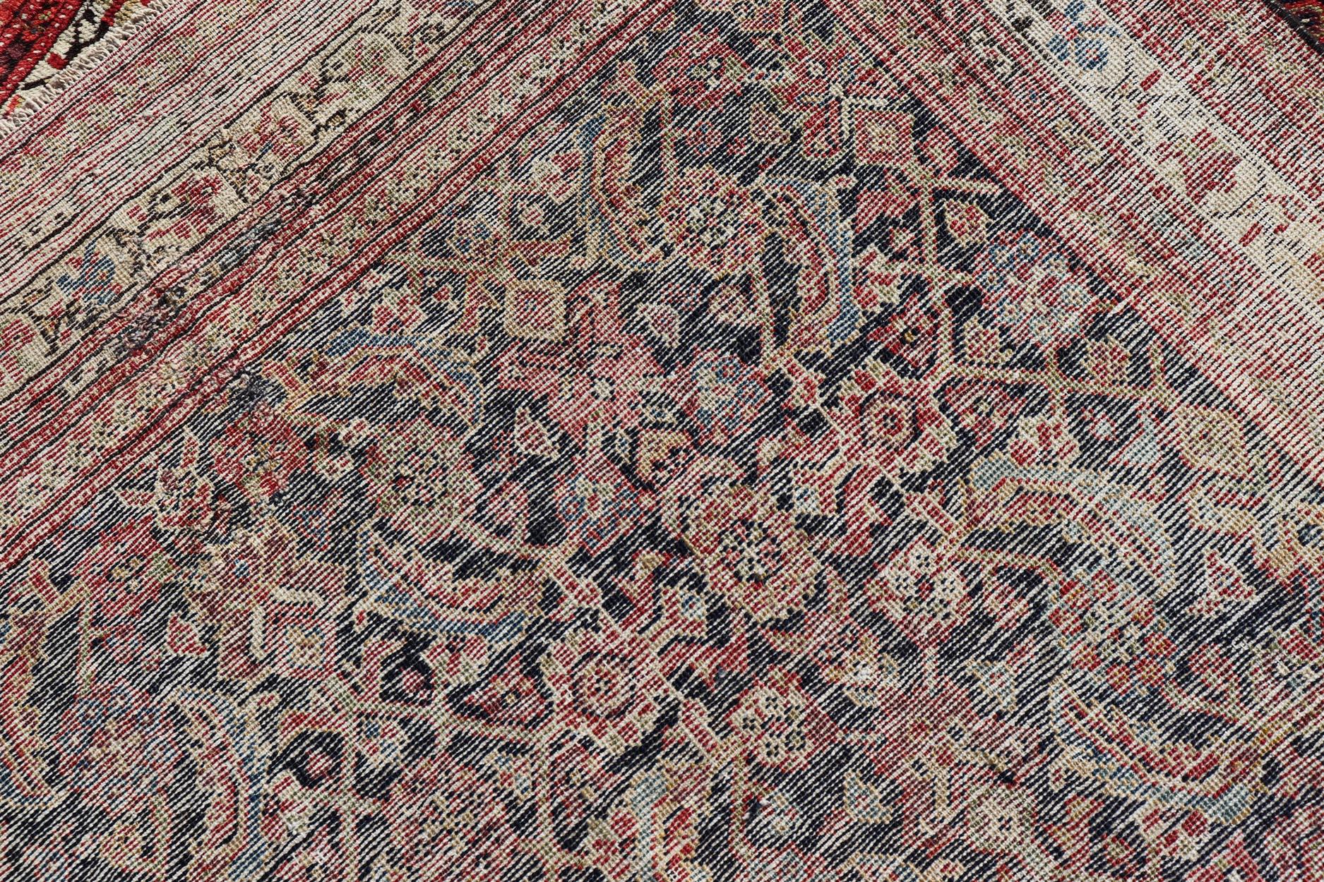 Tapis persan ancien Malayer avec tous les motifs Herati en bleu et rouge en vente 4