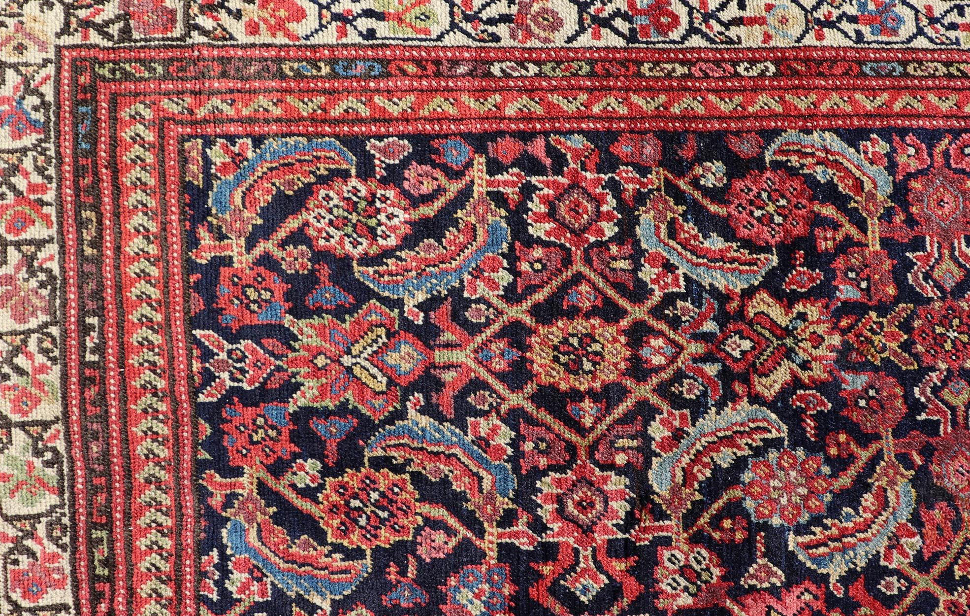 Tapis persan ancien Malayer avec tous les motifs Herati en bleu et rouge en vente 1