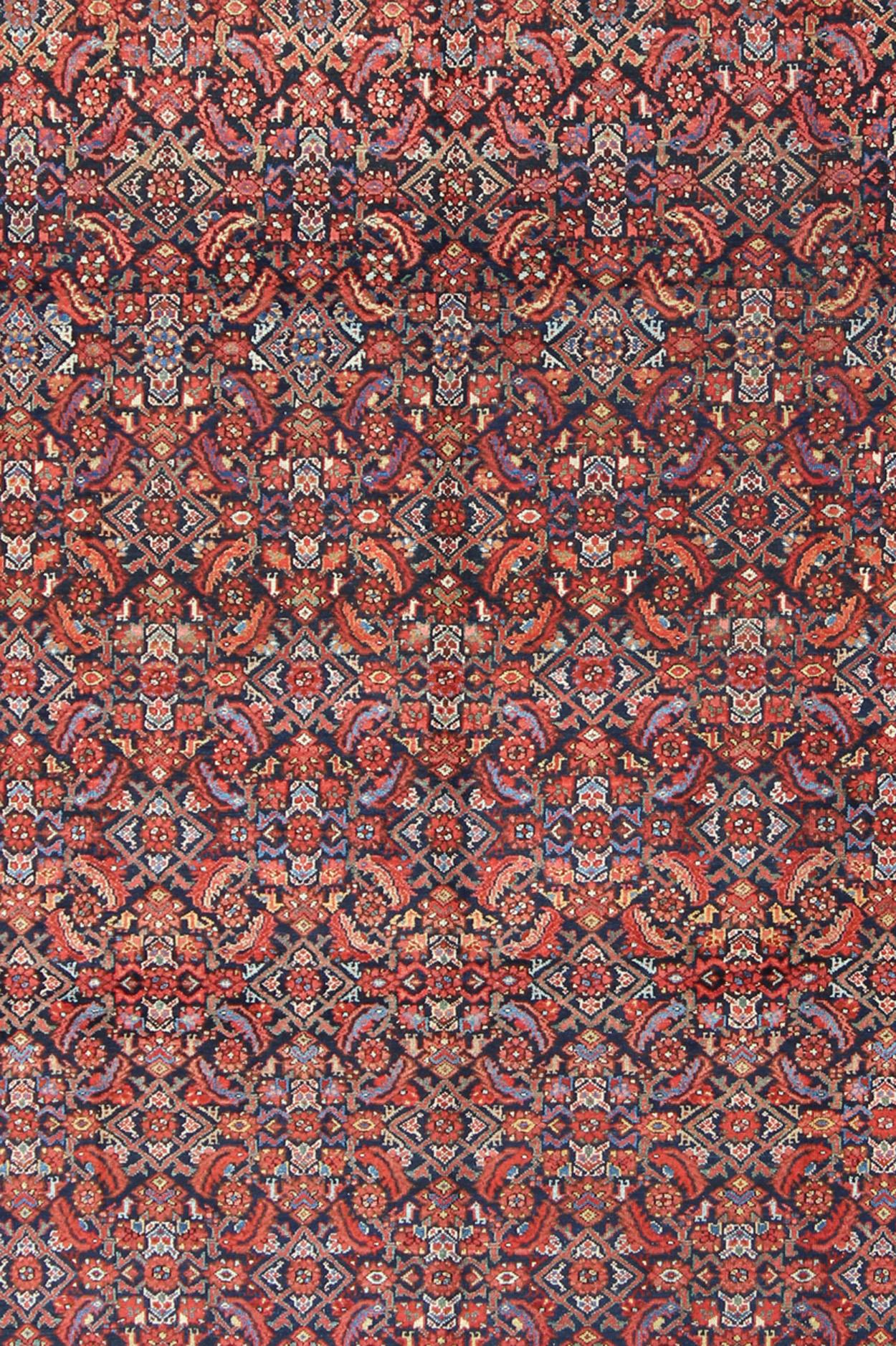  Multi Color Antique Persian Malayer Rug with All Over Herati Design  In Excellent Condition For Sale In Atlanta, GA